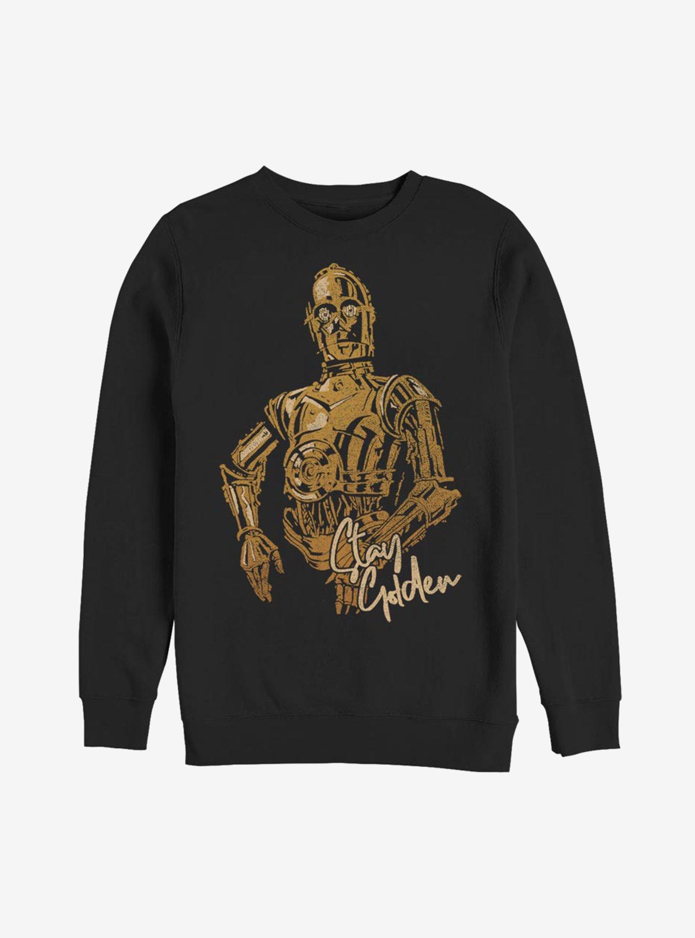 Star Wars Episode IX The Rise Of Skywalker C3PO Stay Golden Sweatshirt, BLACK, hi-res