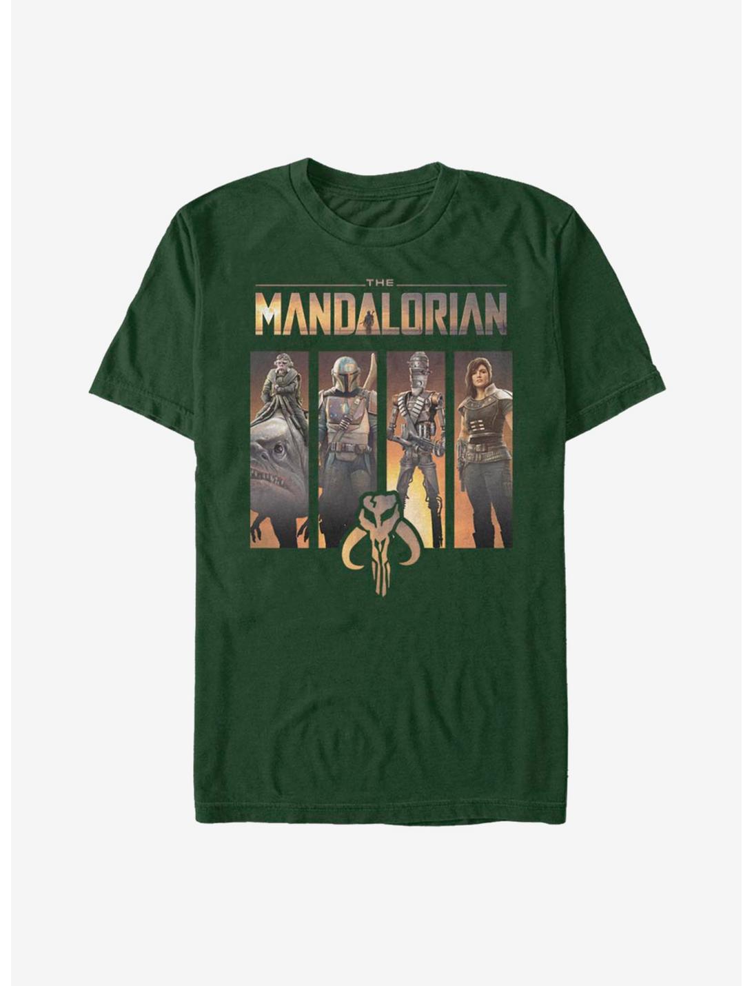 Star Wars The Mandalorian Character Panels T-Shirt, FOREST GRN, hi-res