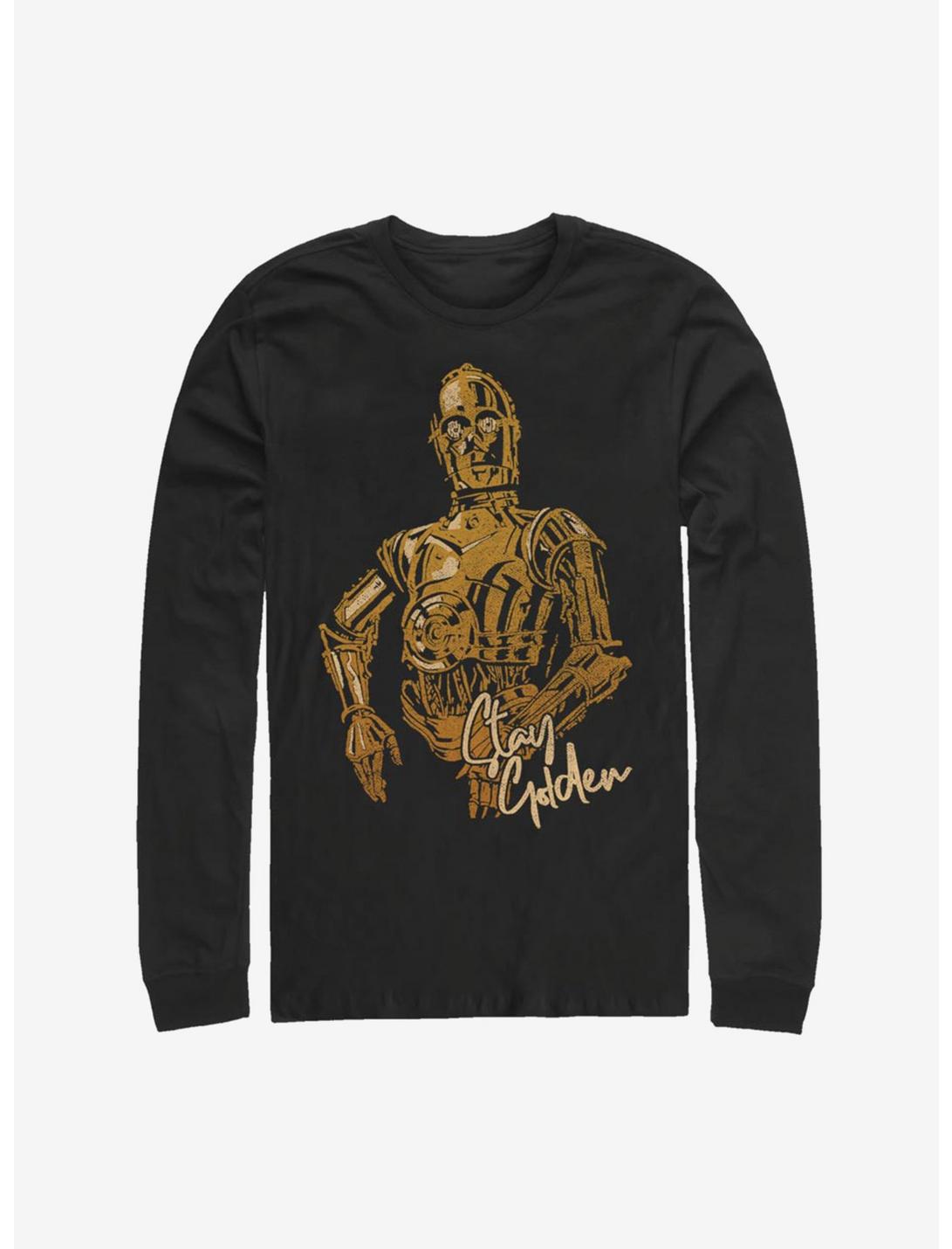 Star Wars Episode IX The Rise Of Skywalker C3PO Stay Golden Long-Sleeve T-Shirt, BLACK, hi-res