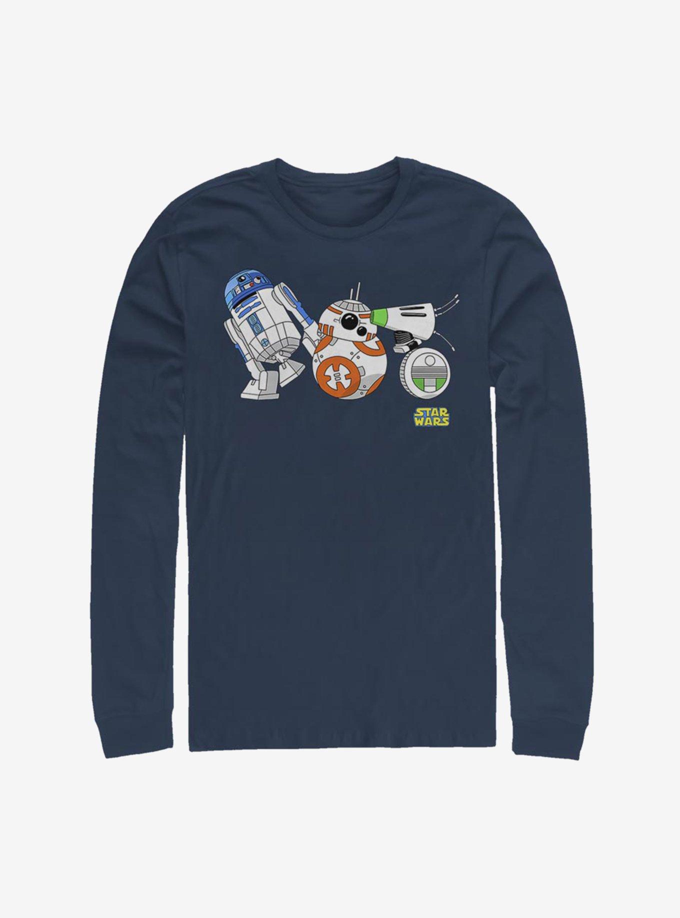 Star Wars Episode IX The Rise Of Skywalker Cartoon Droid Lineup Long-Sleeve T-Shirt, , hi-res