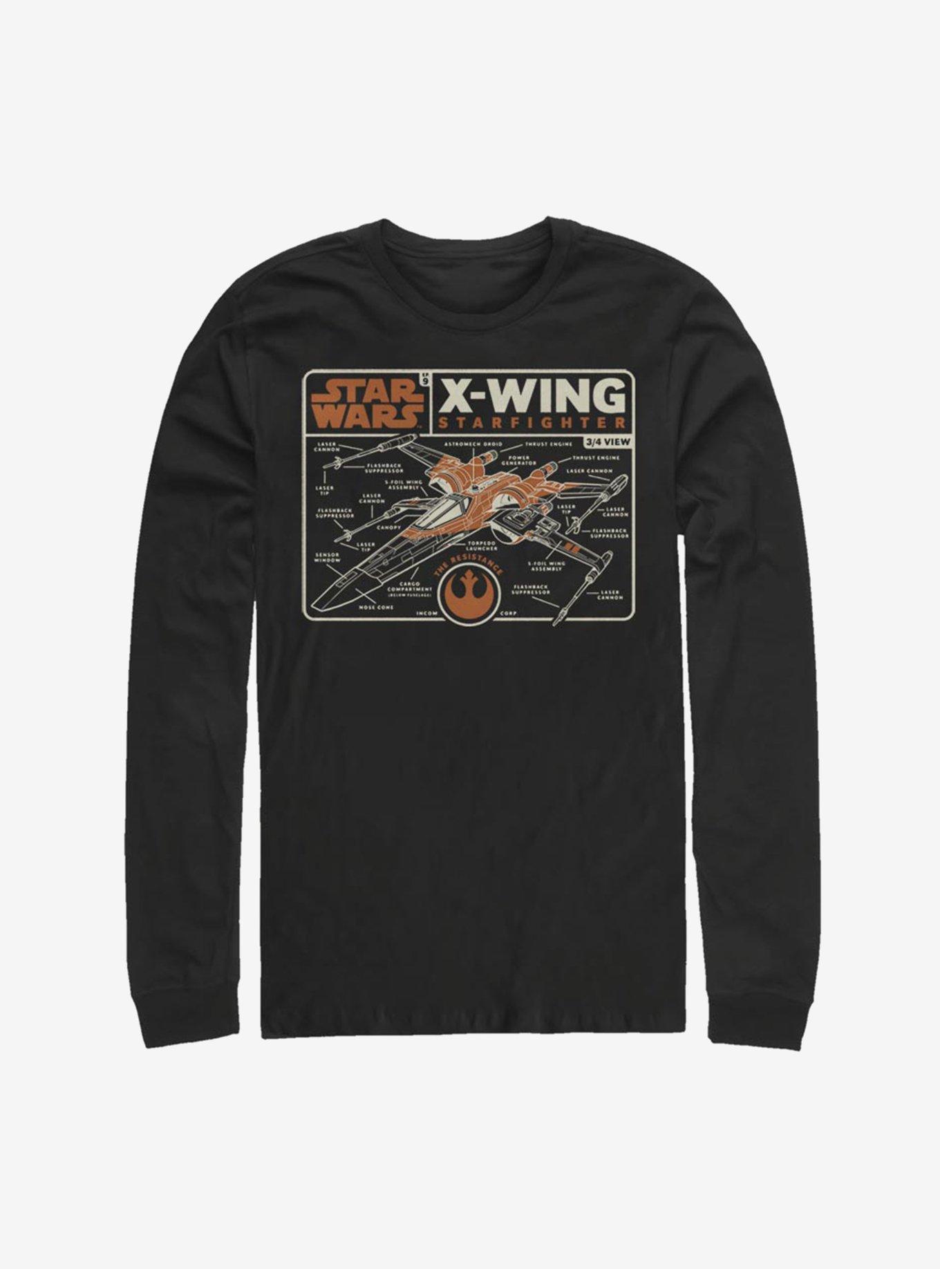 Star Wars Episode IX The Rise Of Skywalker Starfigher Schematic Long-Sleeve T-Shirt, , hi-res