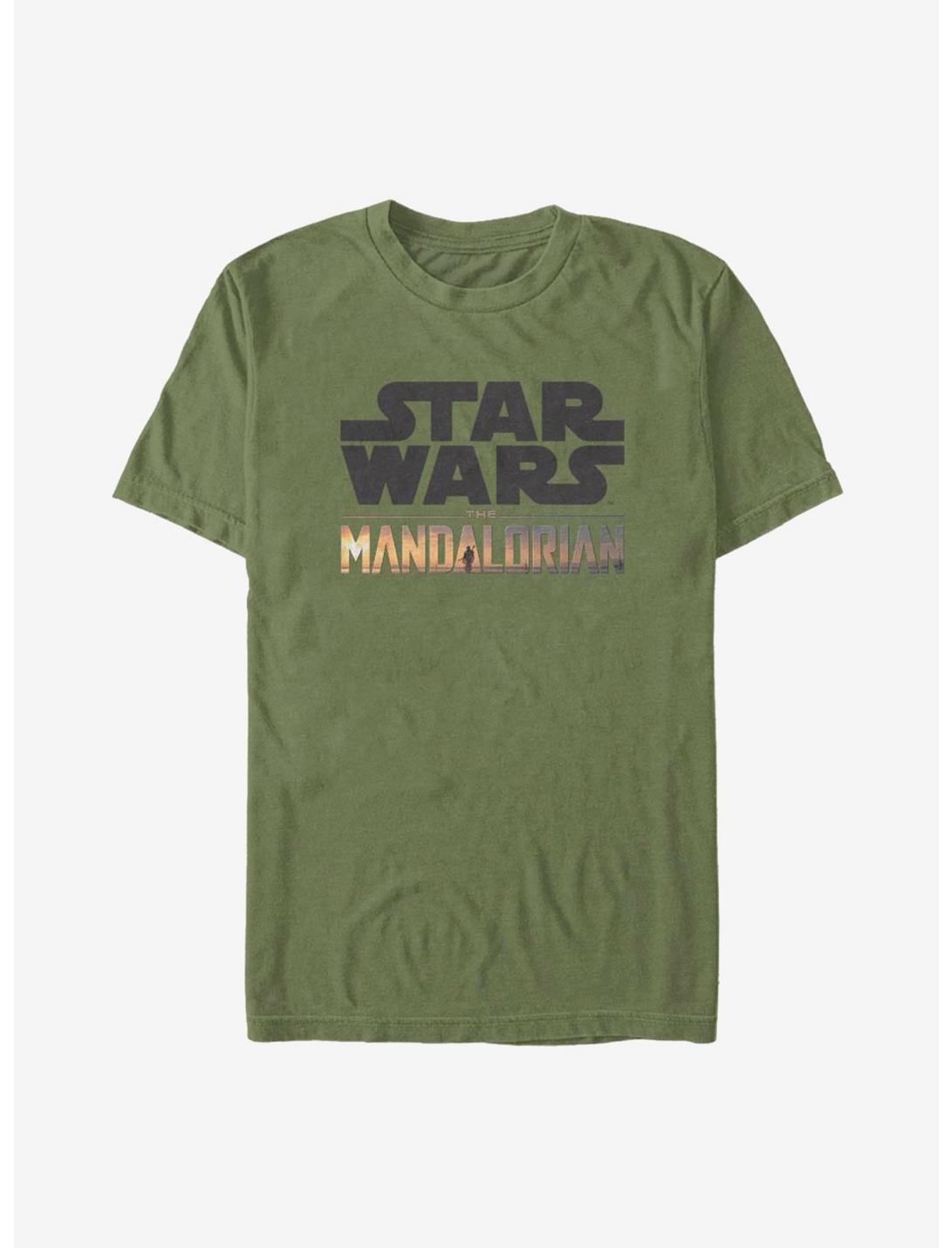 Star Wars The Mandalorian Stacked Logo T-Shirt, MIL GRN, hi-res