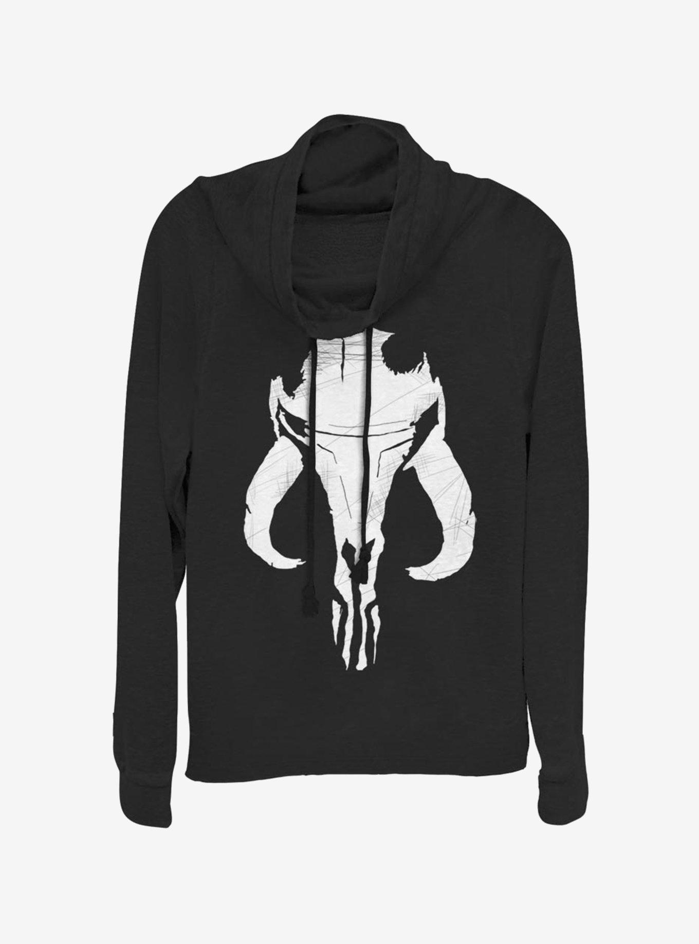 Star Wars The Mandalorian Bounty Hunter Mandalorian Mixed Symbol Cowlneck Long-Sleeve Womens Top, , hi-res