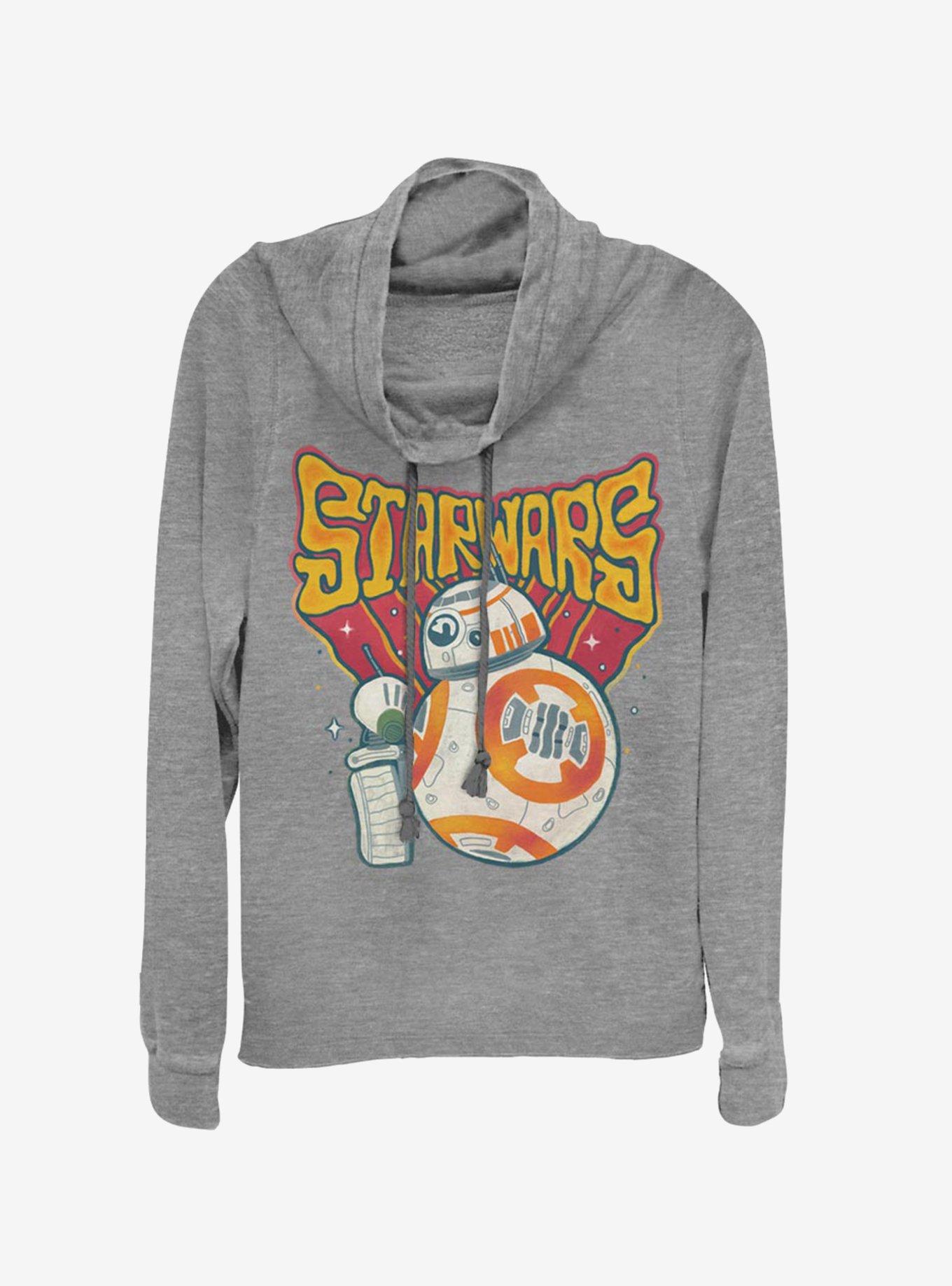 Star Wars Episode IX The Rise Of Skywalker Wobbly Cowlneck Long-Sleeve Womens Top, GRAY HTR, hi-res