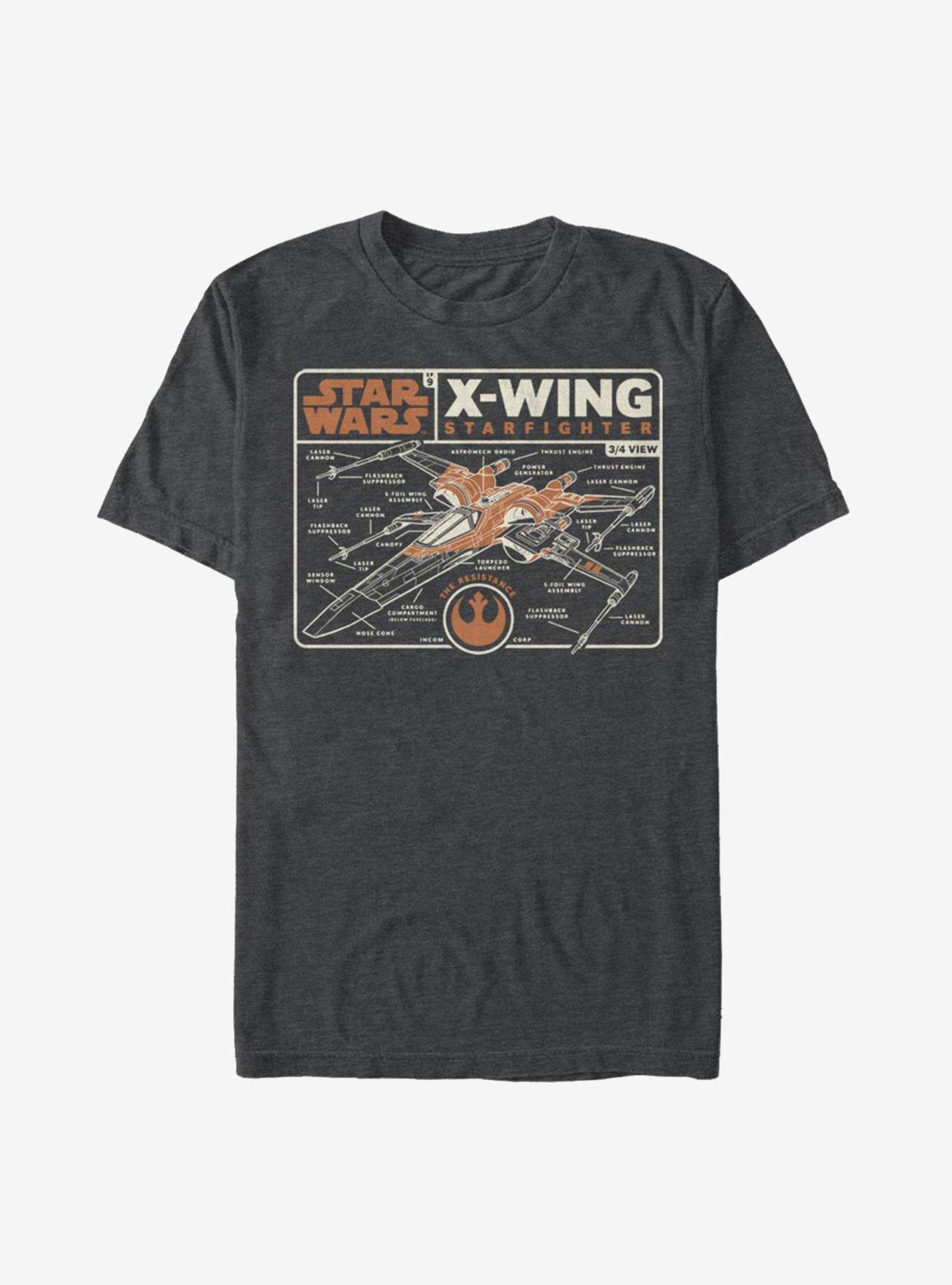 Star Wars Episode IX The Rise Of Skywalker Starfighter Schematic T-Shirt, , hi-res