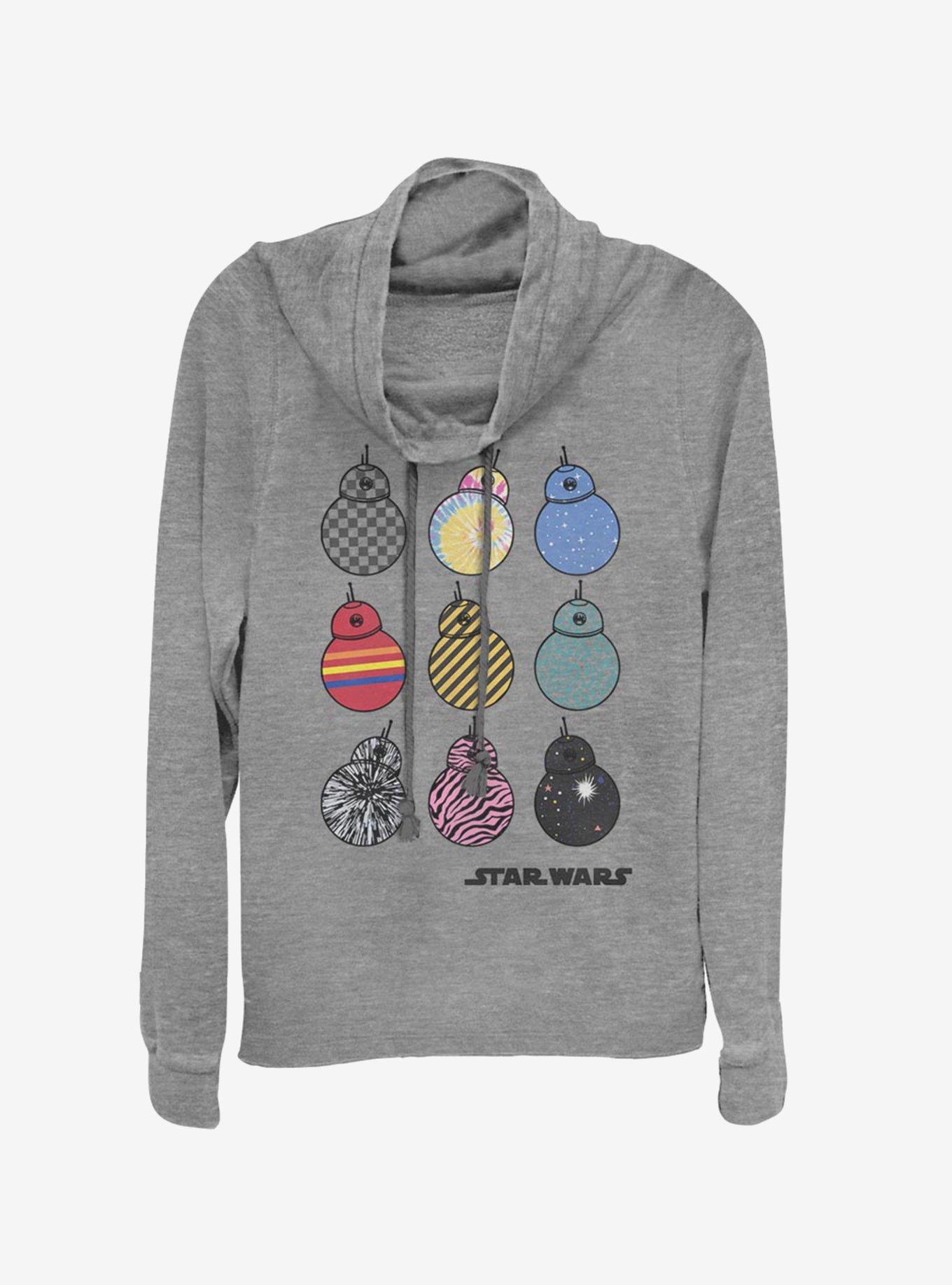 Star Wars Episode IX The Rise Of Skywalker BB8 Cowlneck Long-Sleeve Womens Top, GRAY HTR, hi-res