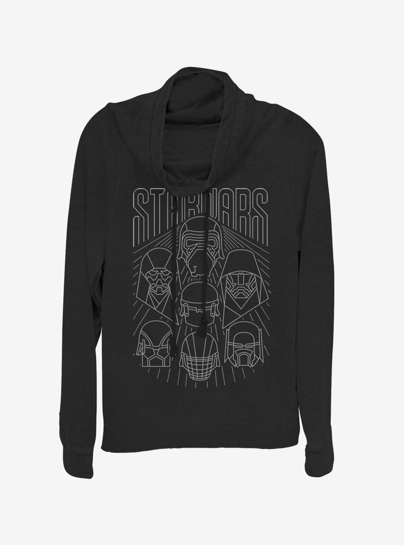 Star Wars Episode IX The Rise Of Skywalker Dark Side Band Cowlneck Long-Sleeve Womens Top, BLACK, hi-res view 1