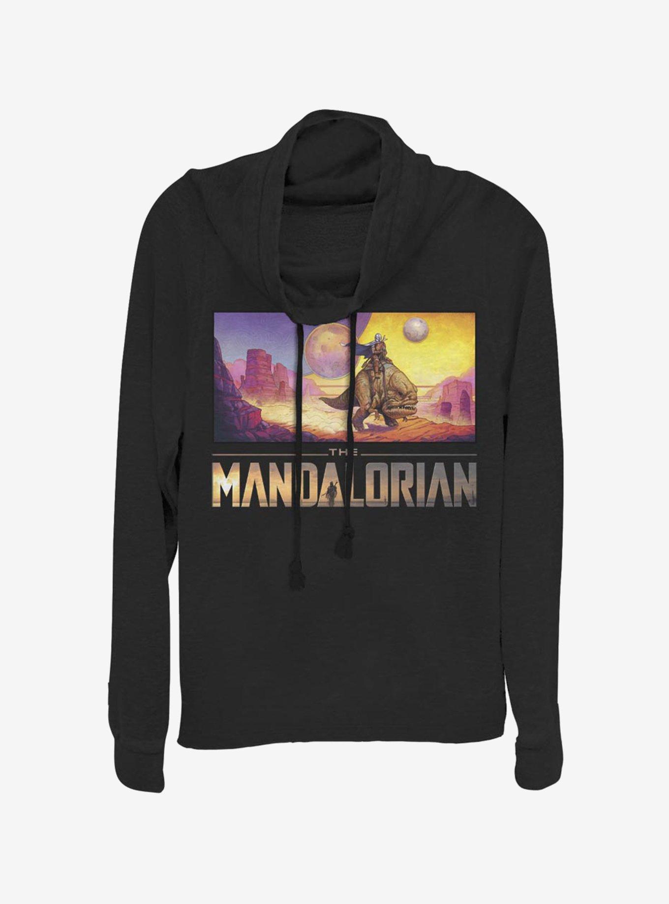 Star Wars The Mandalorian Colorful Mandalorian Landscape Cowlneck Long-Sleeve Womens Top, , hi-res