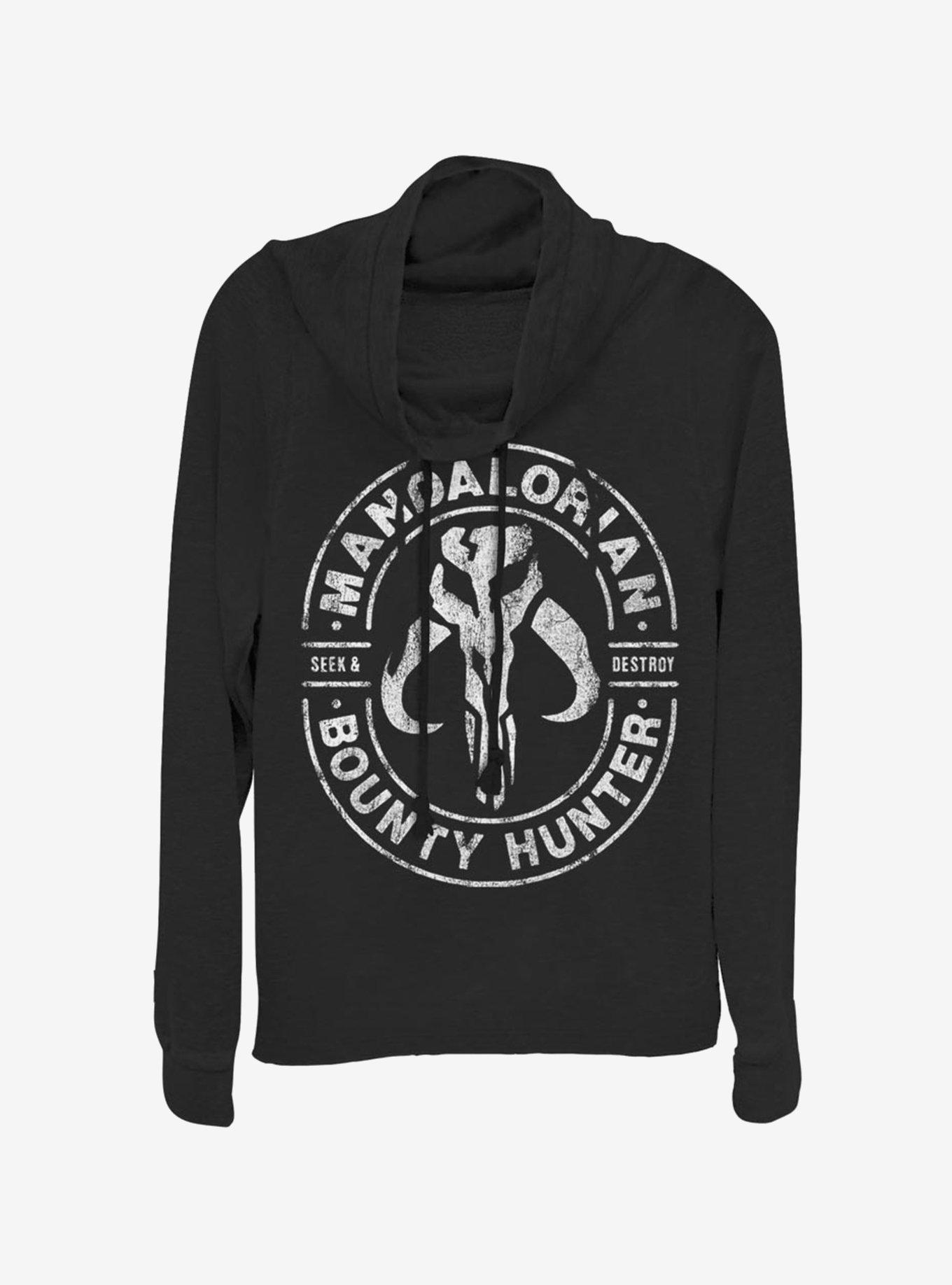 Star Wars The Mandalorian Gun for Hire Cowlneck Long-Sleeve Womens Top, BLACK, hi-res