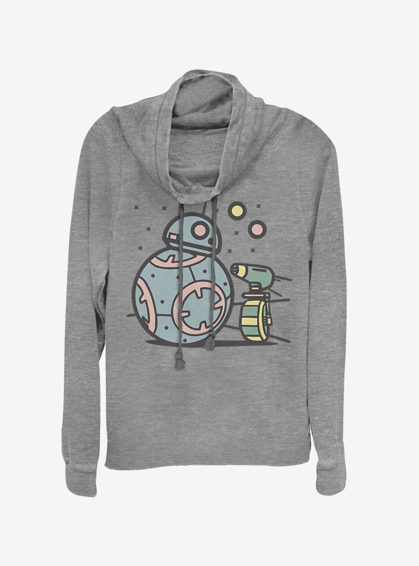 Star Wars Episode IX The Rise Of Skywalker Droid Team Cowlneck Long-Sleeve Womens Top, GRAY HTR, hi-res