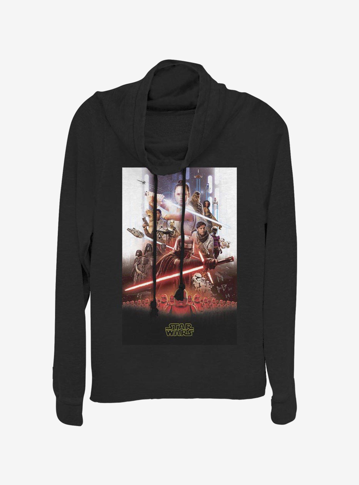 Star Wars Episode IX The Rise Of Skywalker Last Poster Cowlneck Long-Sleeve Womens Top, BLACK, hi-res