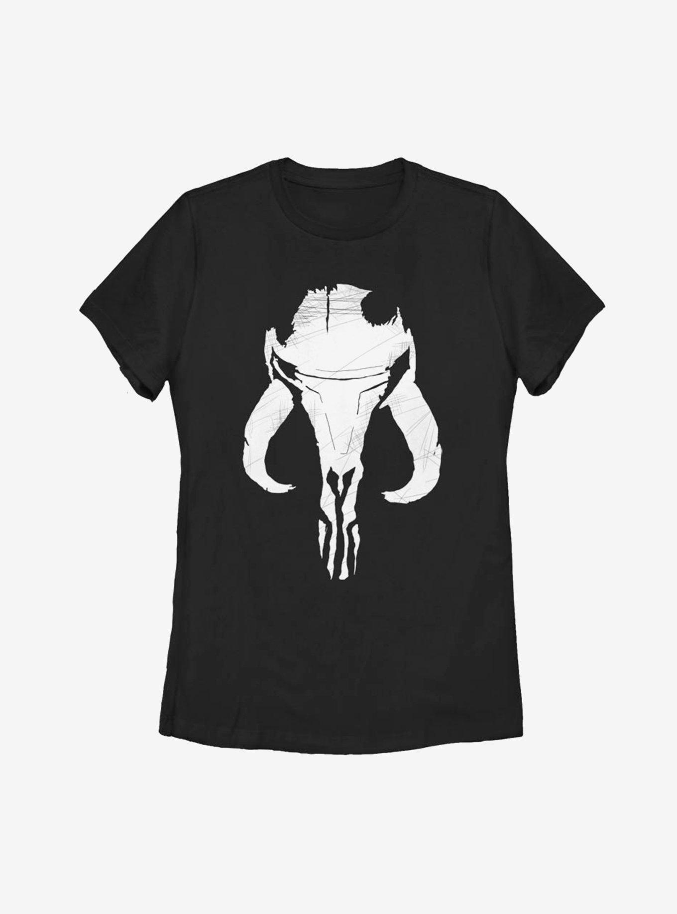 Star Wars The Mandalorian Bounty Hunter Mandalorian Mixed Symbol Womens T-Shirt, BLACK, hi-res