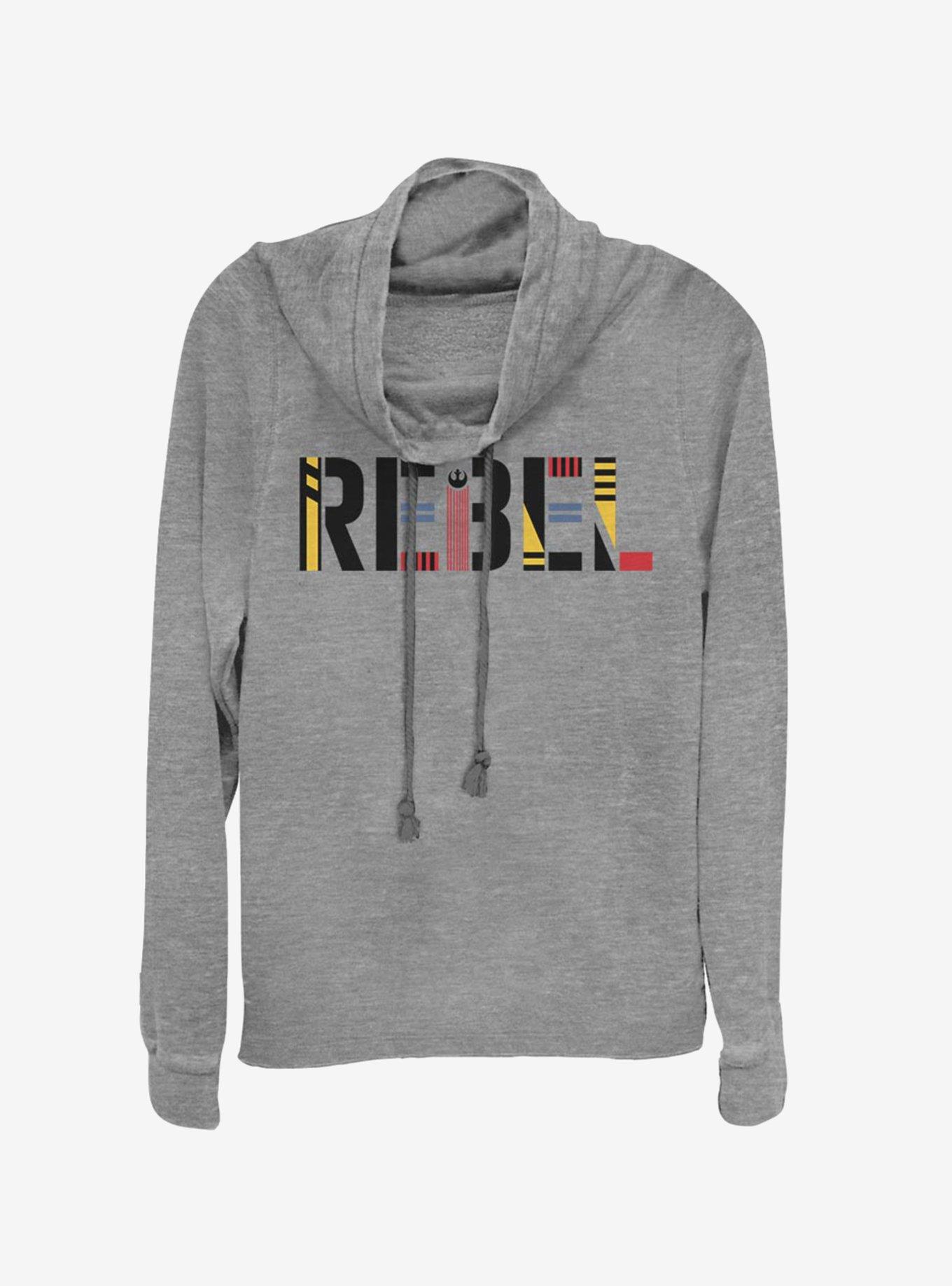 Star Wars Episode IX The Rise Of Skywalker Rebel Simple Cowlneck Long-Sleeve Womens Top, GRAY HTR, hi-res