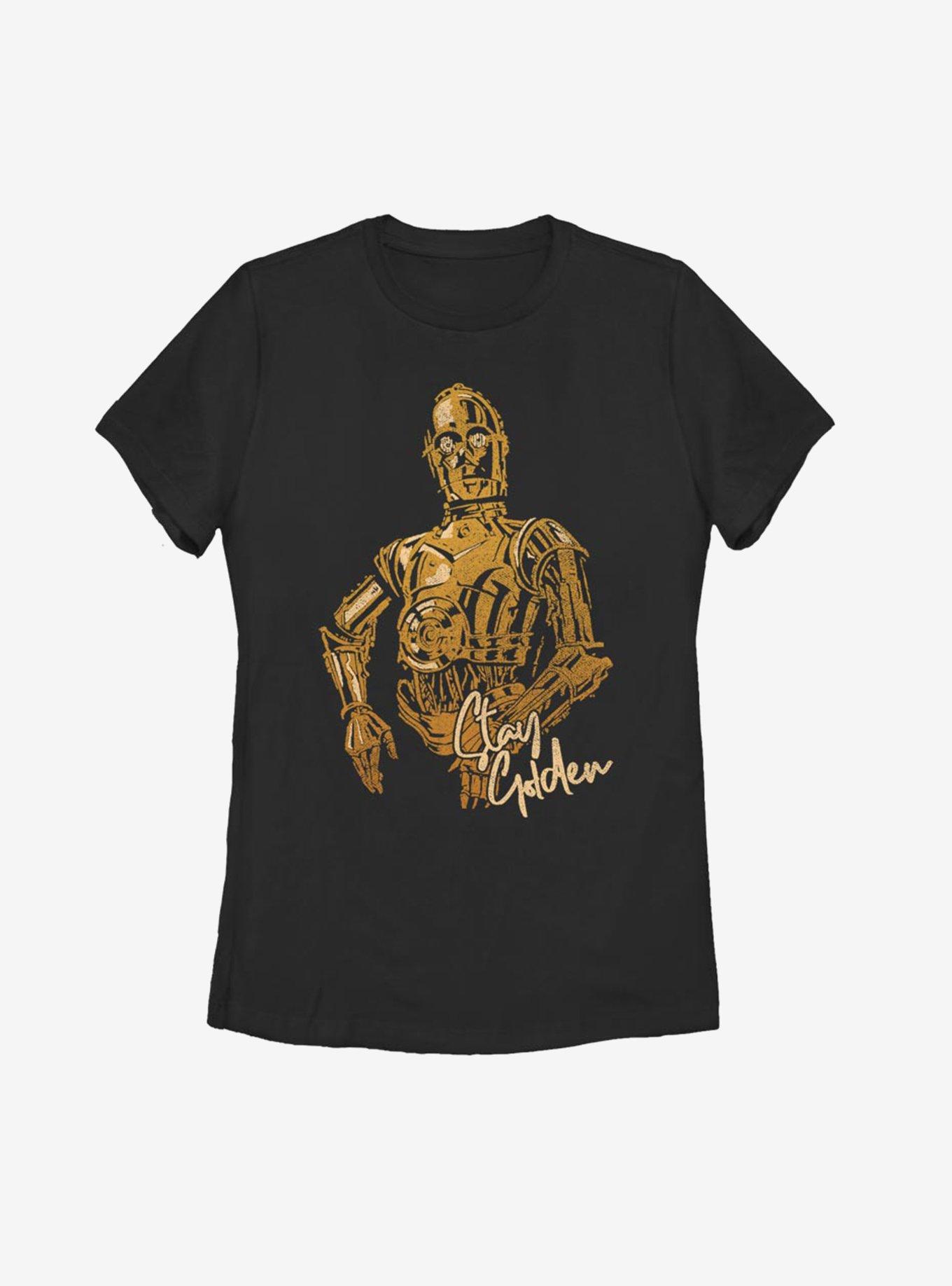 Star Wars Episode IX The Rise Of Skywalker C3PO Stay Golden Womens T-Shirt, BLACK, hi-res