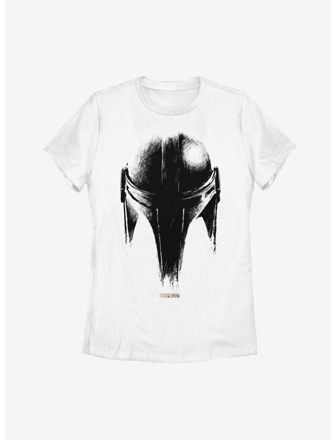Star Wars The Mandalorian Sketch Helm Womens T-Shirt, WHITE, hi-res
