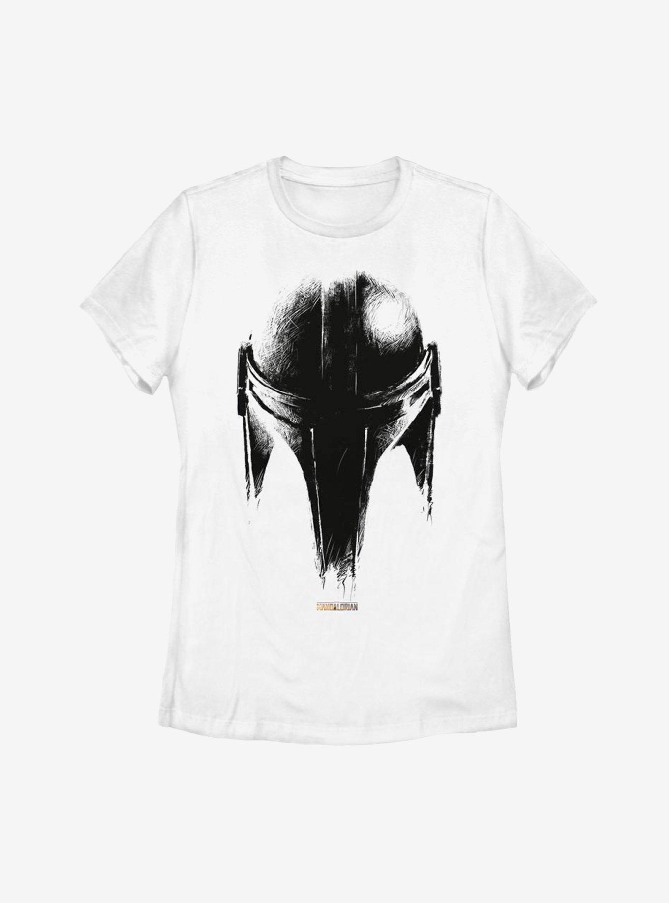 Star Wars The Mandalorian Sketch Helm Womens T-Shirt, WHITE, hi-res
