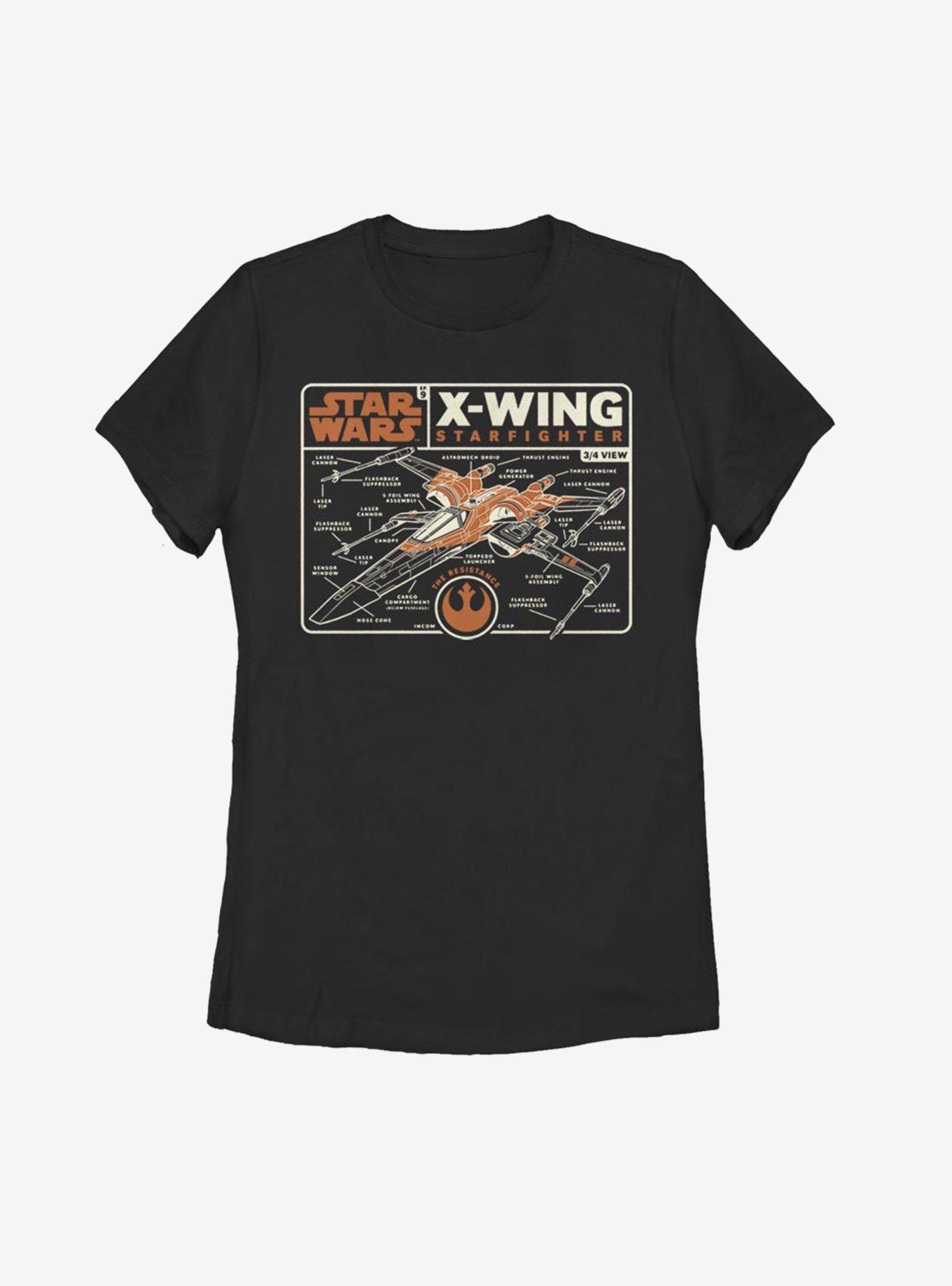 Star Wars Episode IX The Rise Of Skywalker Starfigher Schematic Womens T-Shirt, BLACK, hi-res