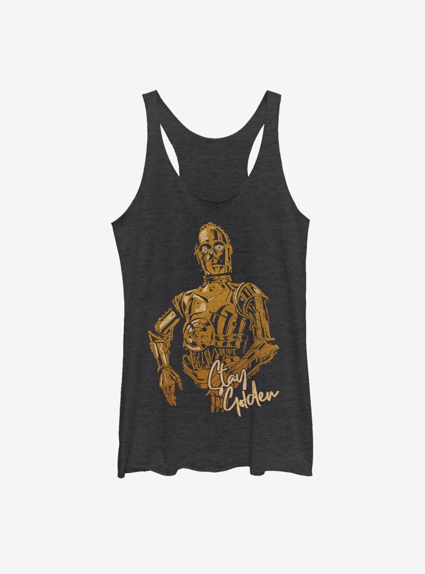 Star Wars Episode IX The Rise Of Skywalker C3PO Stay Golden Womens Tank Top, BLK HTR, hi-res
