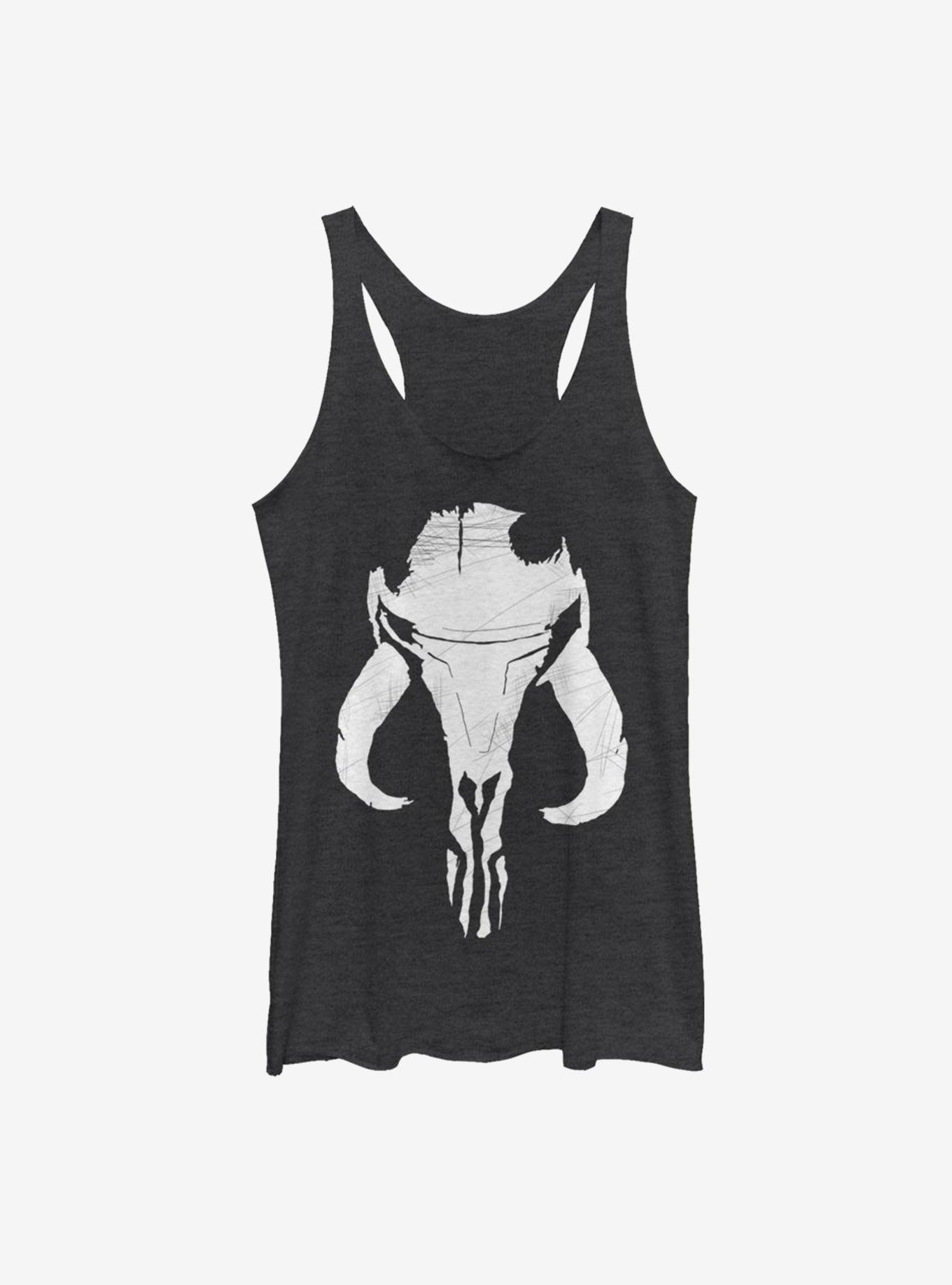 Star Wars The Mandalorian Bounty Hunter Mandalorian Mixed Symbol Womens Tank Top, BLK HTR, hi-res