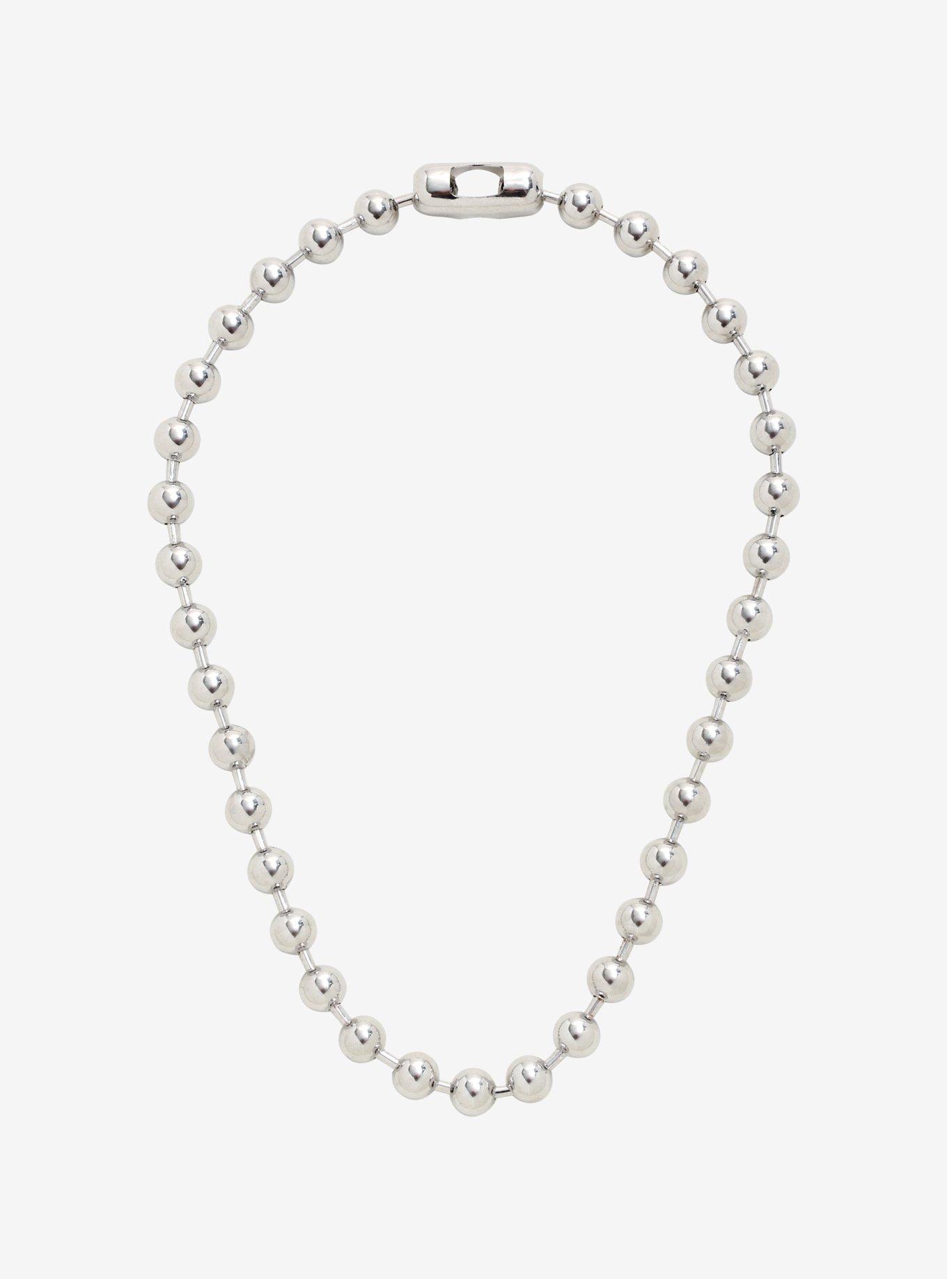 Silver Shot Bead Necklace, , hi-res
