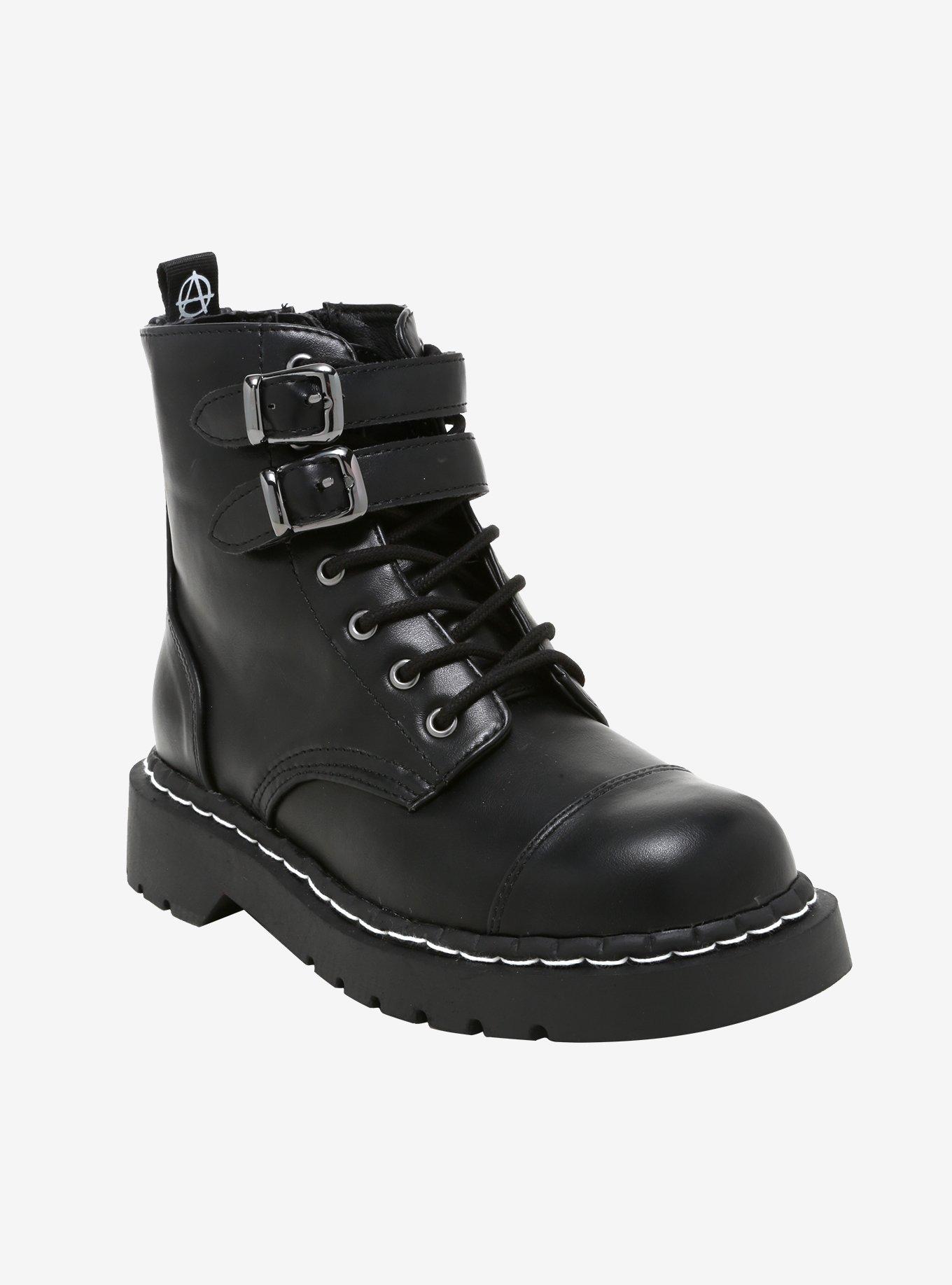 Anarchic By T.U.K. Double Buckle Vegan Combat Boots