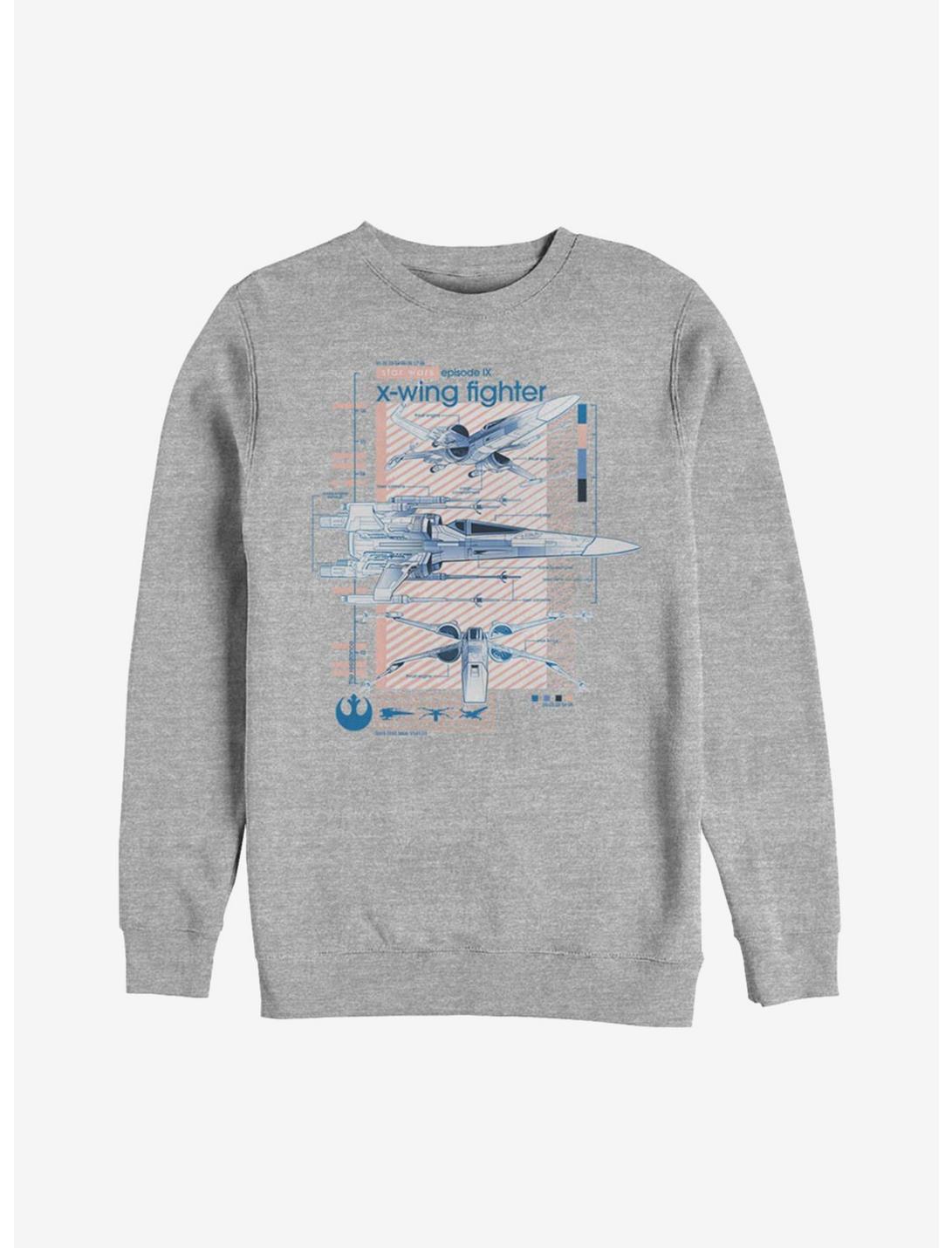 Star Wars Episode IX The Rise Of Skywalker X-Wing Fighters Ninety Sweatshirt, ATH HTR, hi-res