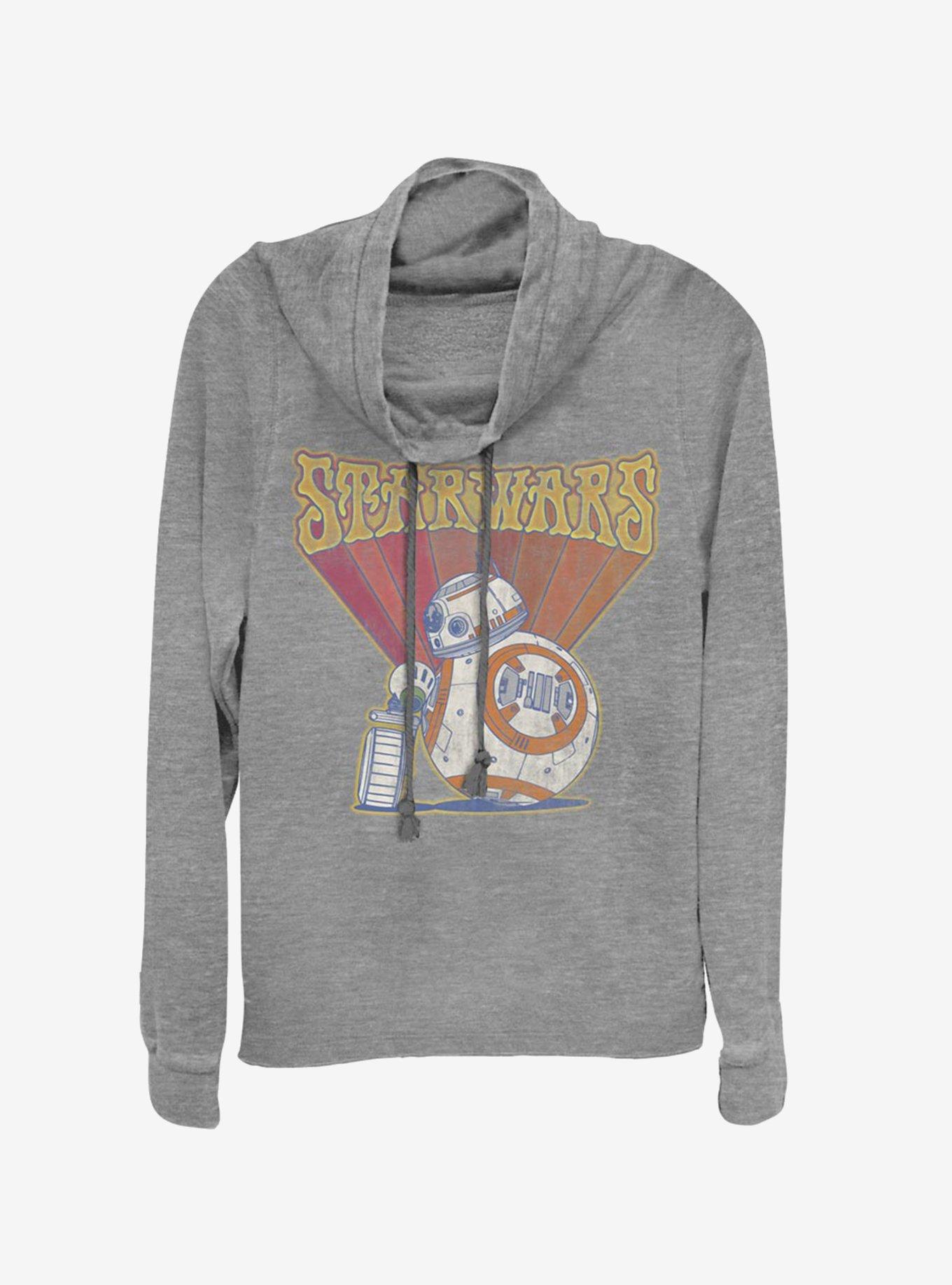 Star Wars Episode IX The Rise Of Skywalker BB8 Retro Cowlneck Long-Sleeve Womens Top, GRAY HTR, hi-res