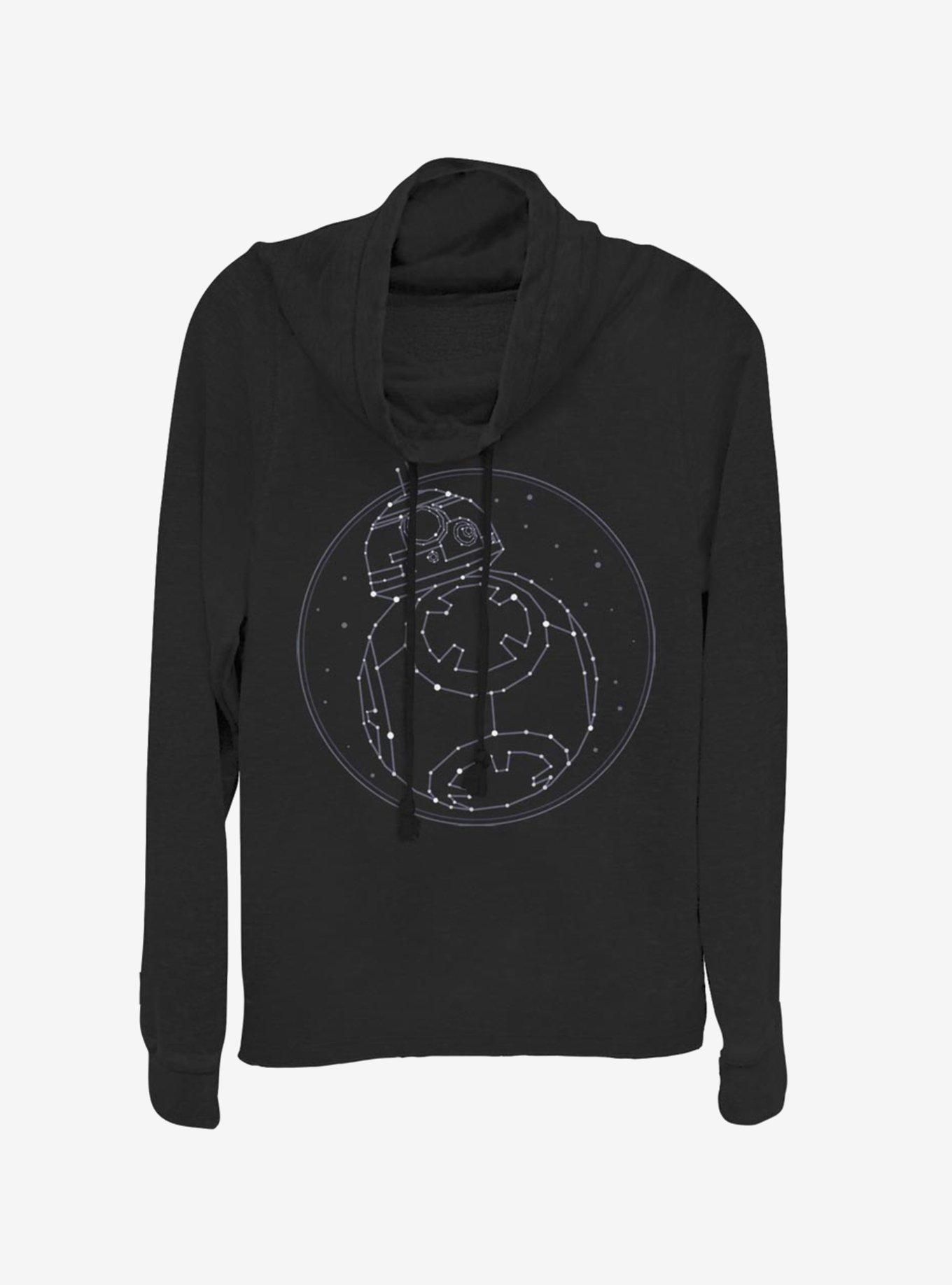 Star Wars Episode IX The Rise Of Skywalker Constellation Cowlneck Long-Sleeve Womens Top, BLACK, hi-res