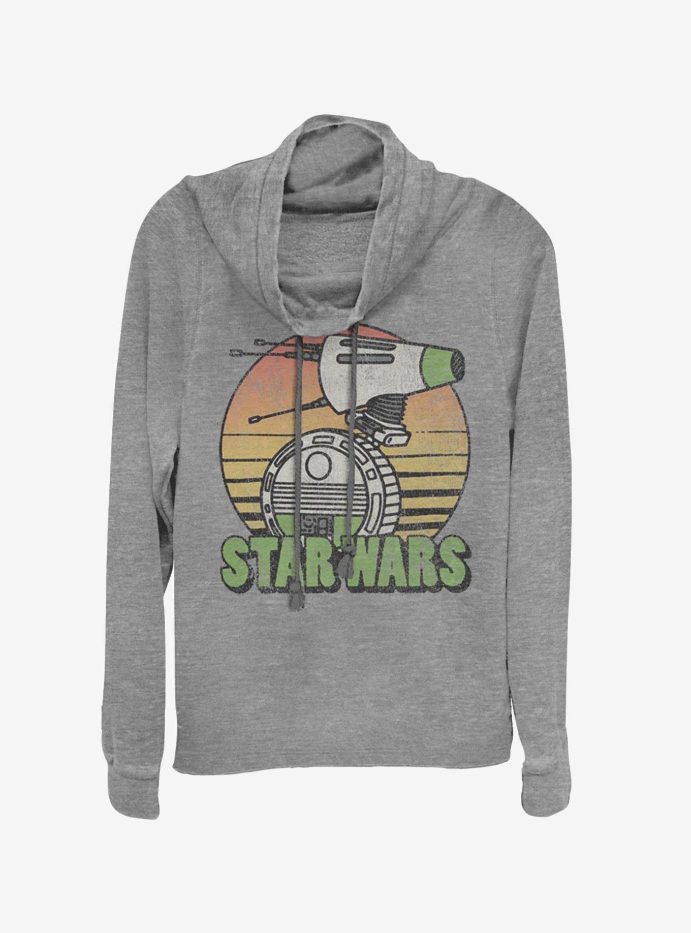 Star Wars Episode IX The Rise Of Skywalker Just D-O It Cowlneck Long-Sleeve Womens Top, GRAY HTR, hi-res