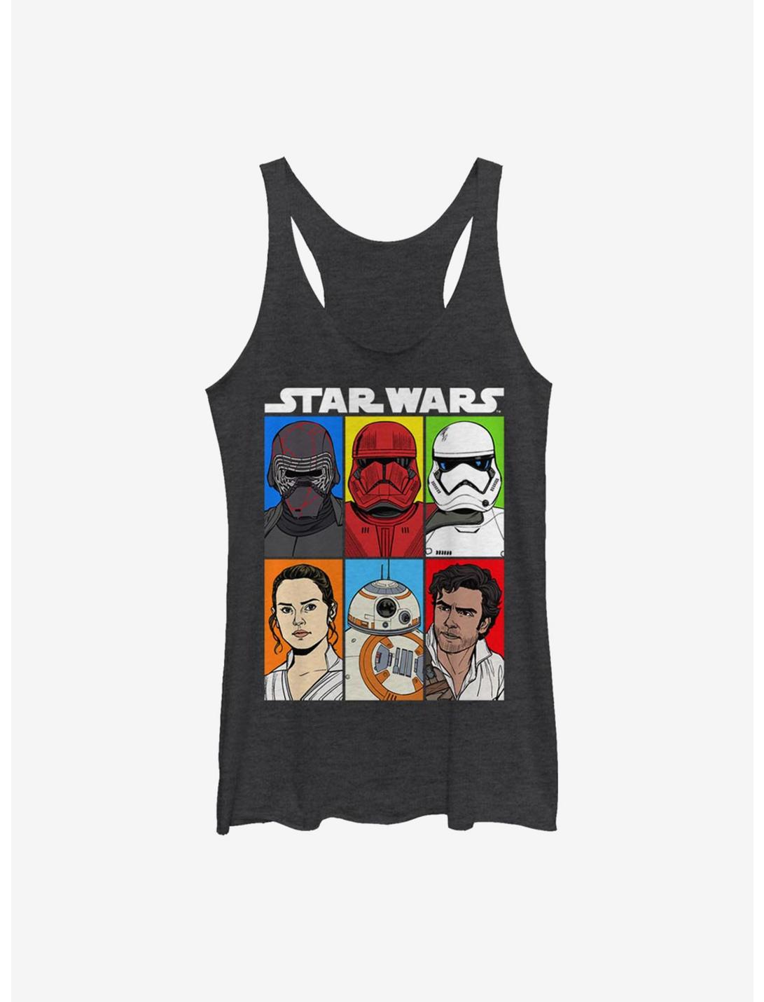 Star Wars Episode IX The Rise Of Skywalker Friends And Foes Womens Tank Top, BLK HTR, hi-res