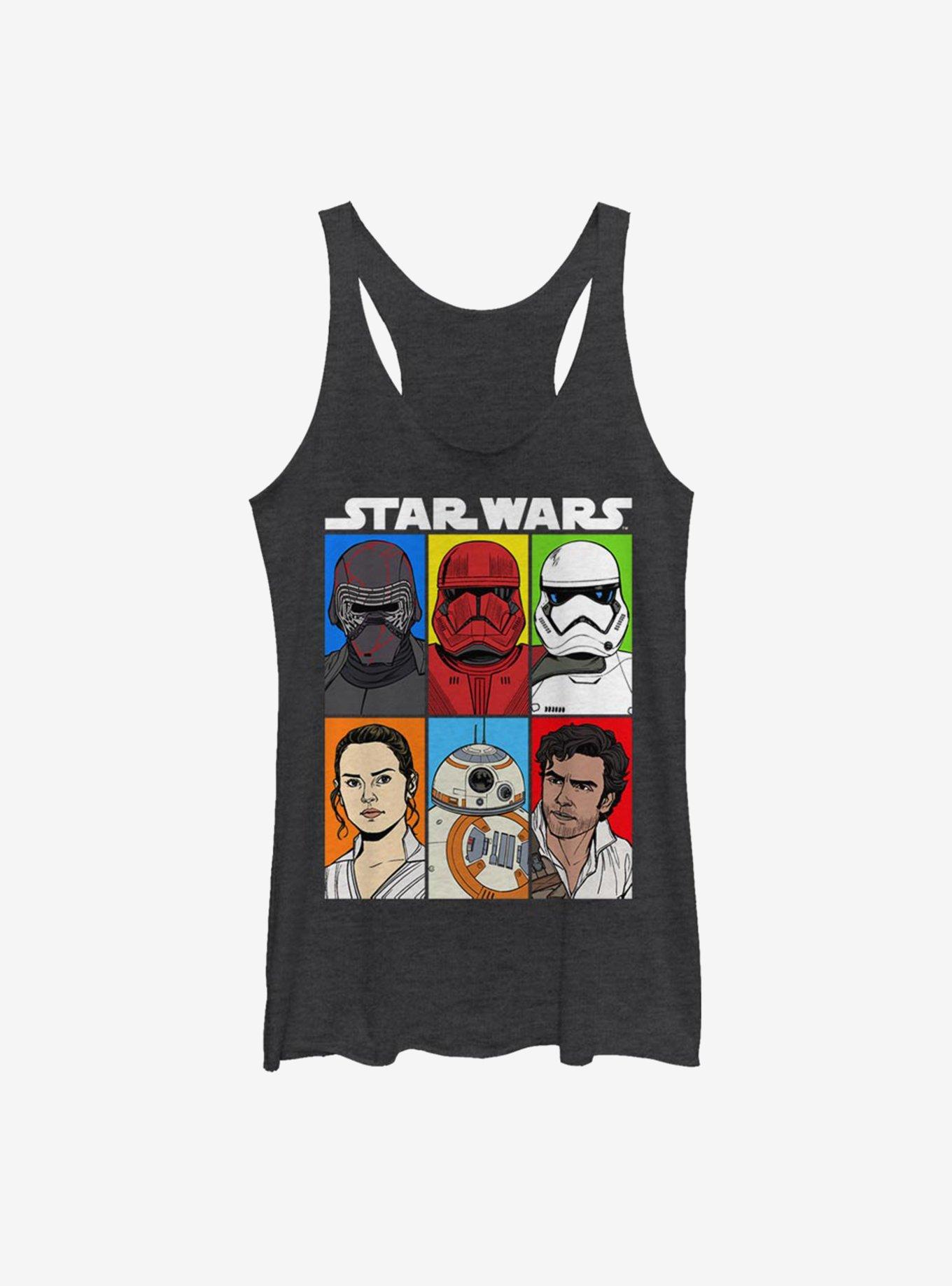 Star Wars Episode IX The Rise Of Skywalker Friends And Foes Womens Tank Top, BLK HTR, hi-res