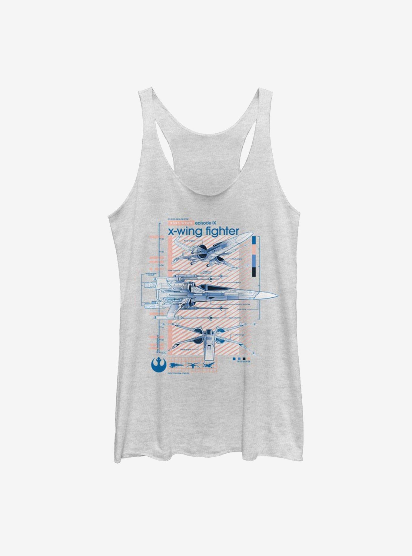 Star Wars Episode IX The Rise Of Skywalker X-Wing Fighters Ninety Womens Tank Top, WHITE HTR, hi-res