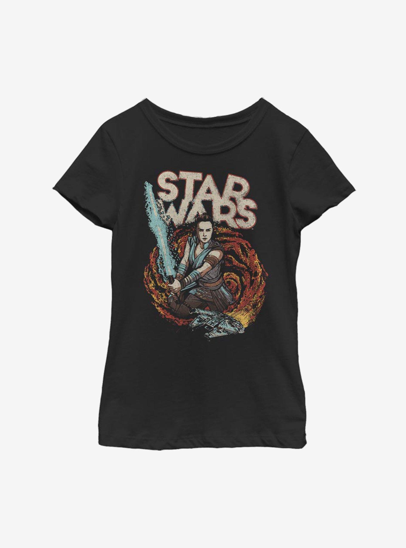 Star Wars Episode IX The Rise Of Skywalker Comic Art Youth Girls T-Shirt, BLACK, hi-res