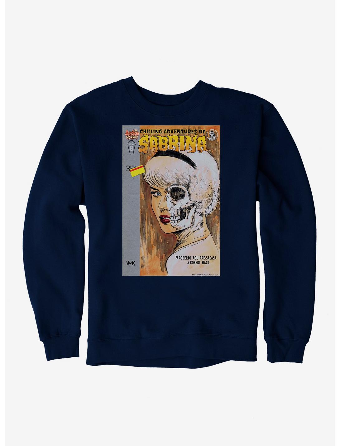 Archie Comics Chilling Adventures of Sabrina Half Skull Sweatshirt, NAVY, hi-res