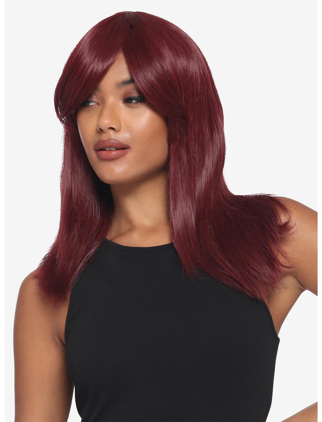 Epic Cosplay Theia Burgundy Red Medium Length Wig, , hi-res