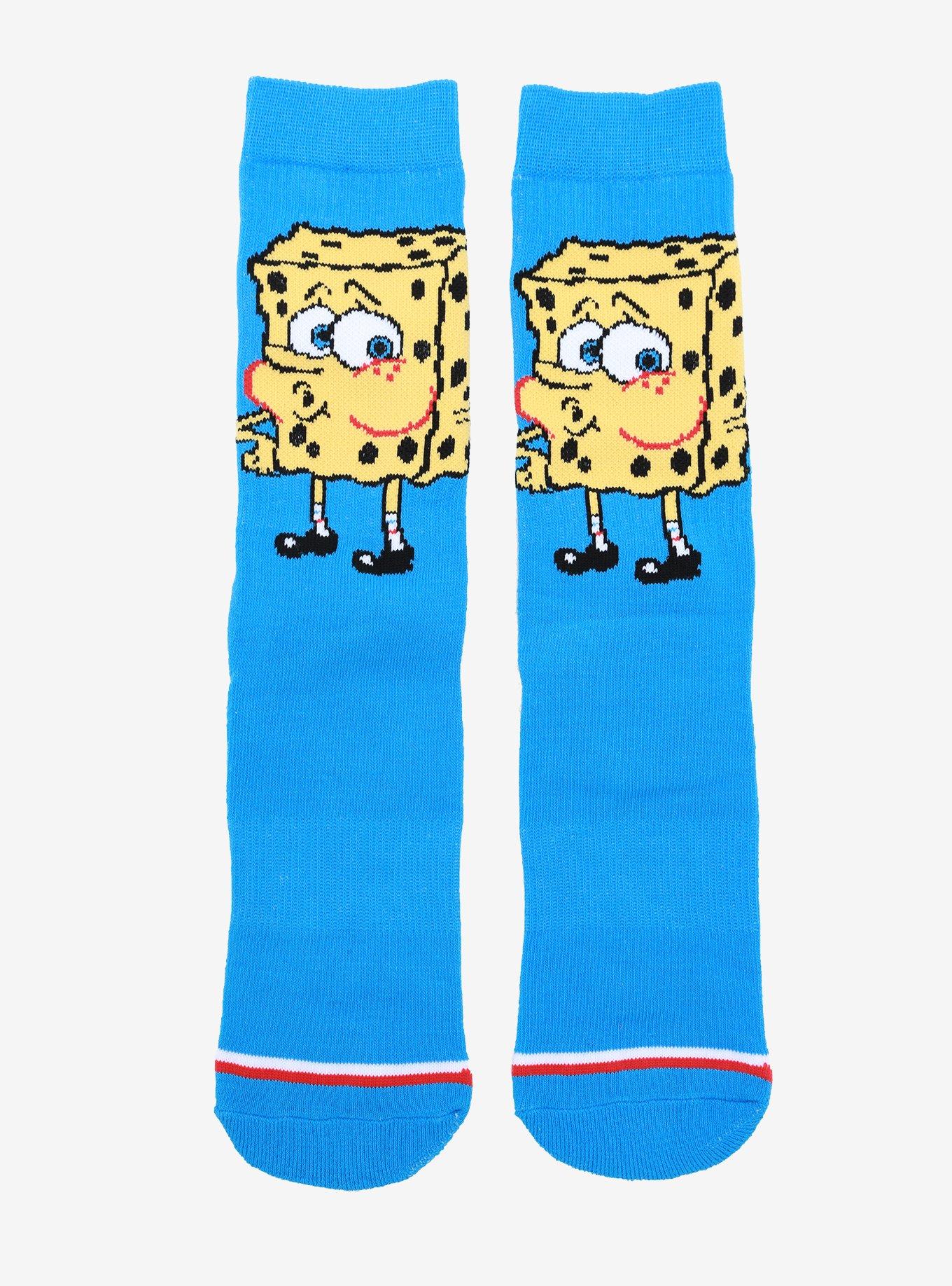 Hot Topic SpongeBob SquarePants Face Glow-In-The-Dark Crew Socks