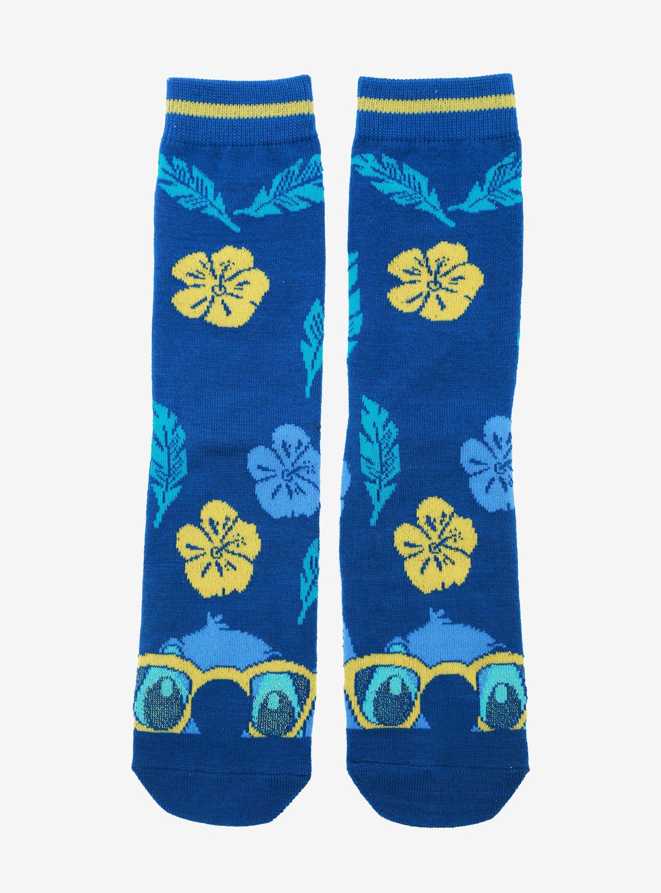 Disney Lilo & Stitch Hibiscus Peekaboo Crew Socks, , hi-res