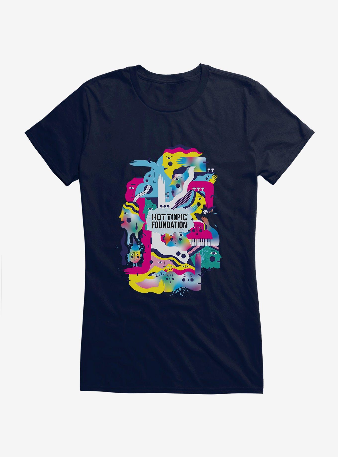 Hot Topic Foundation Mural Blue Logo Girls T-Shirt, , hi-res