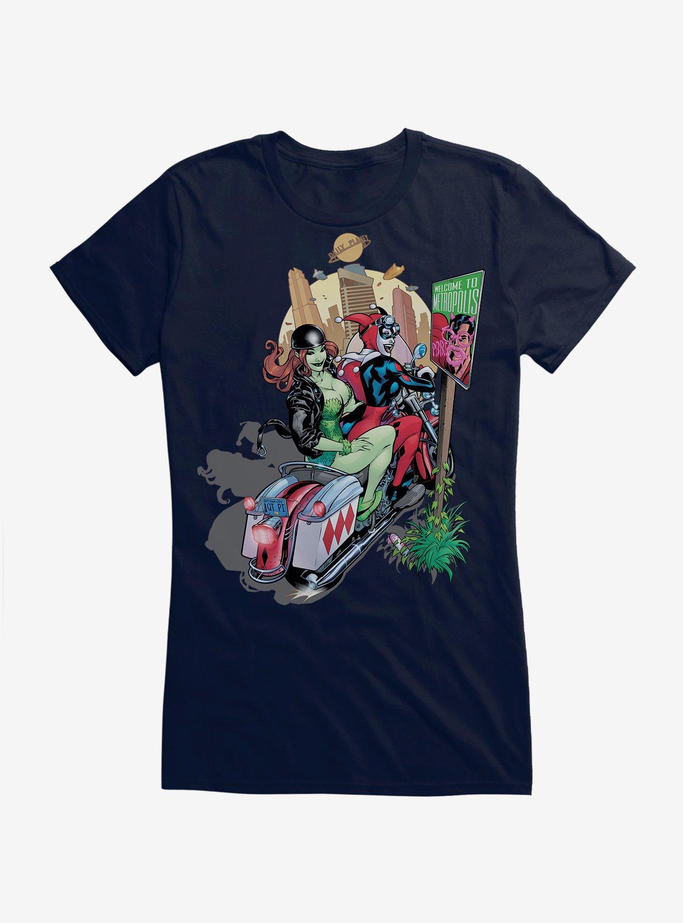 DC Comics Batman Harley Quinn Poison Ivy Motorcycle Girls T-Shirt