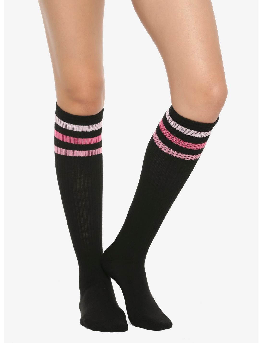 Black & Pink Knee-High Socks, , hi-res