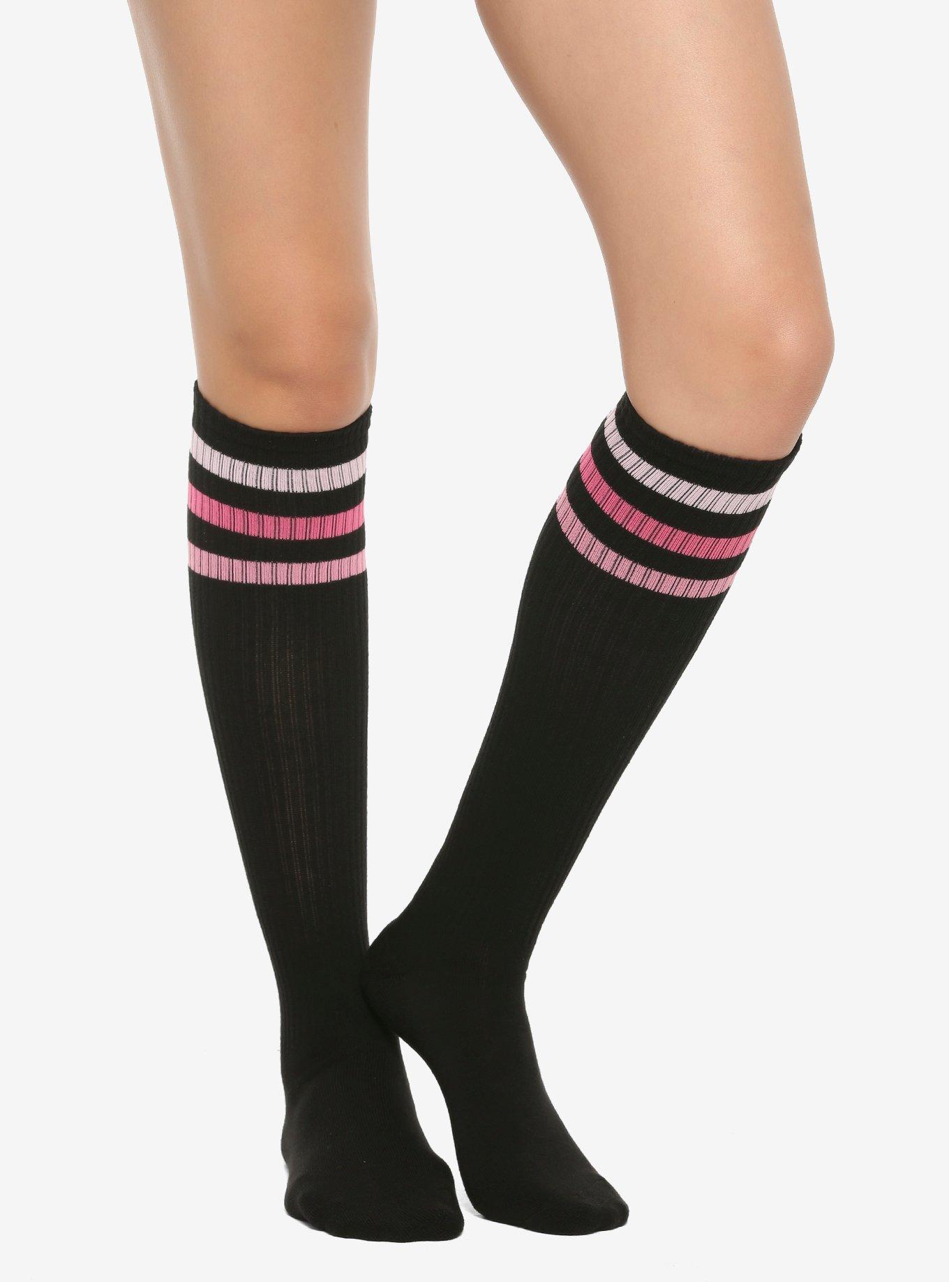 Black & Pink KneeHigh Socks Hot Topic