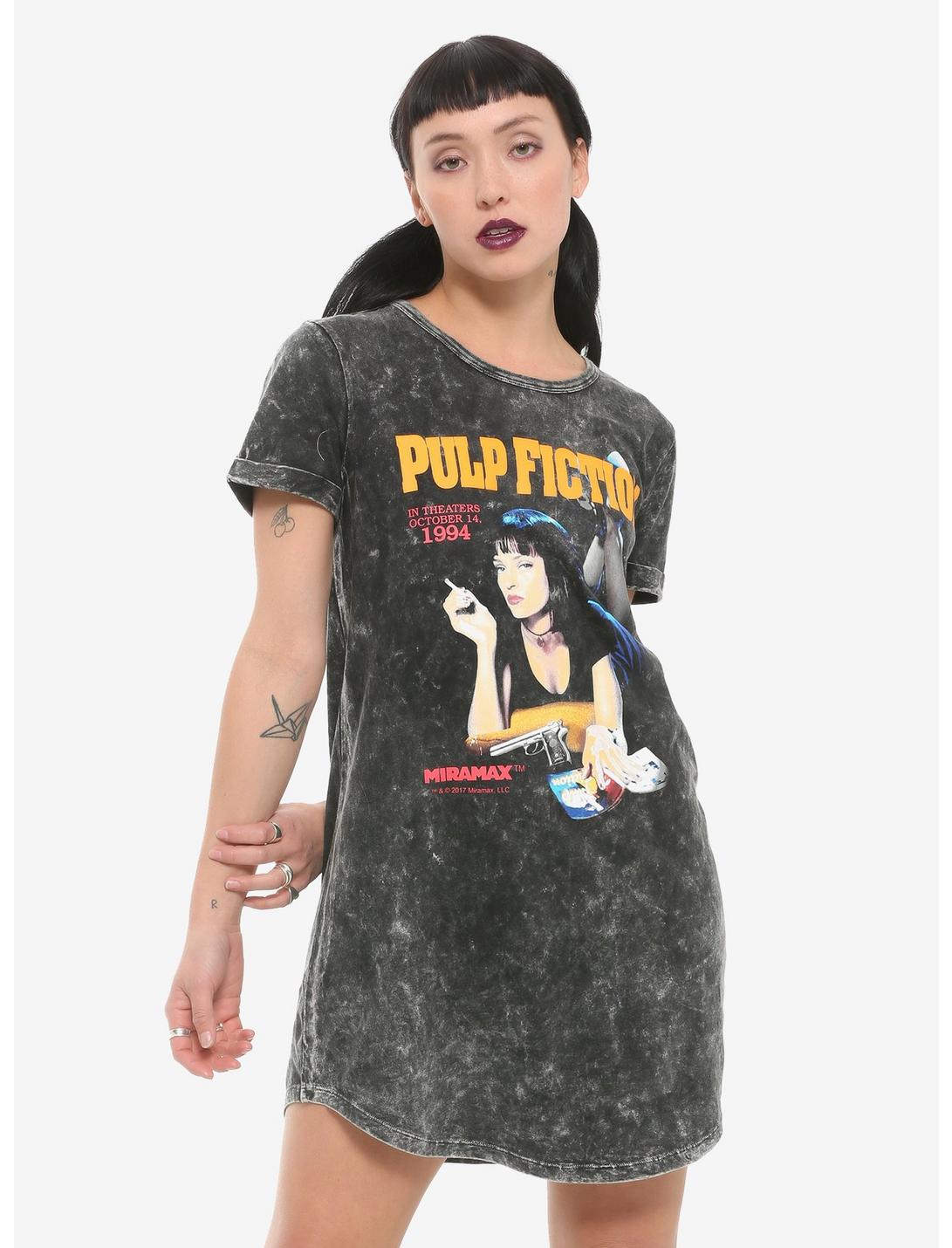 Pulp Fiction Poster Washed T-Shirt Dress, BLACK, hi-res