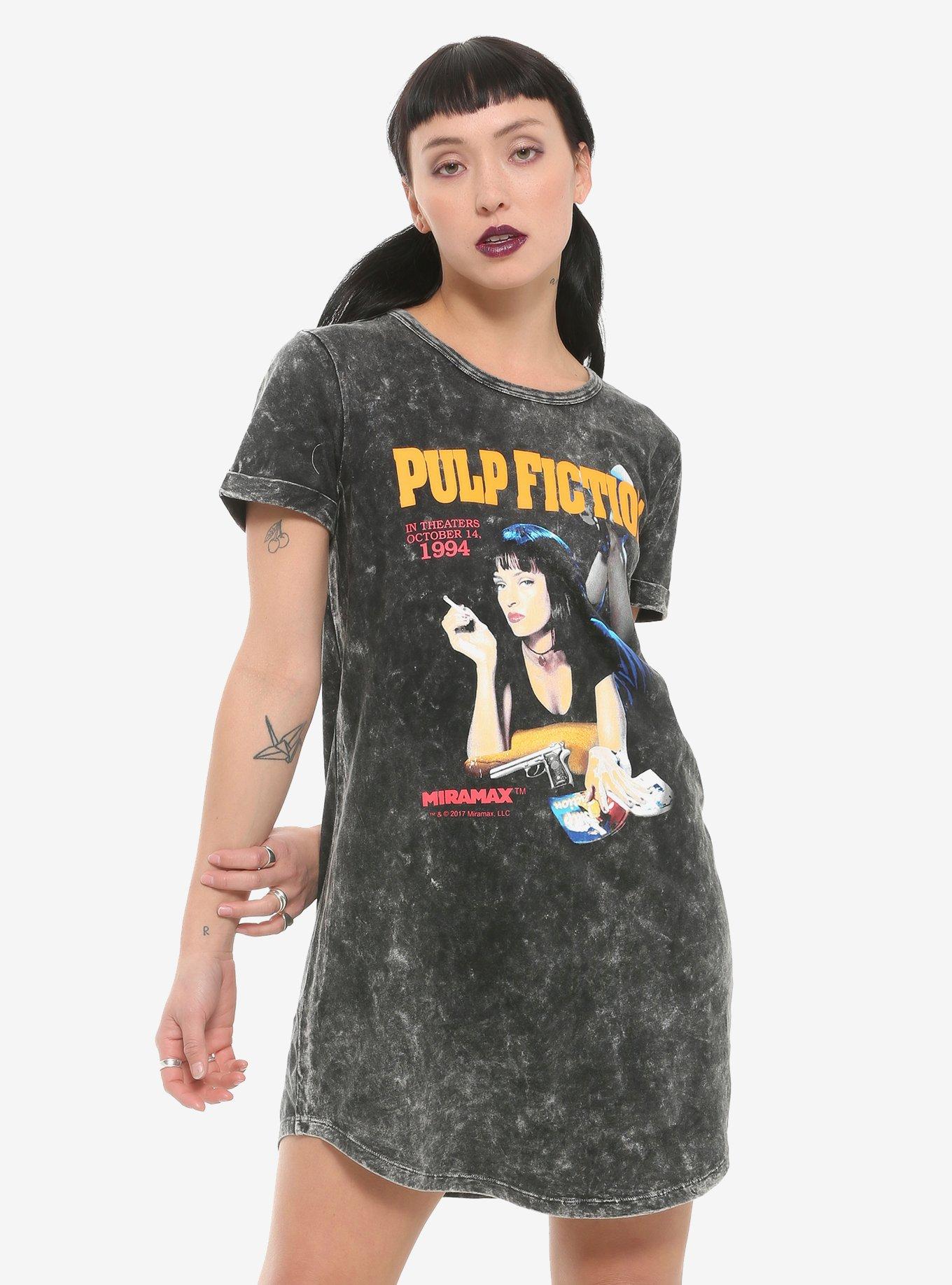 Pulp Fiction Poster Washed T-Shirt Dress, BLACK, hi-res