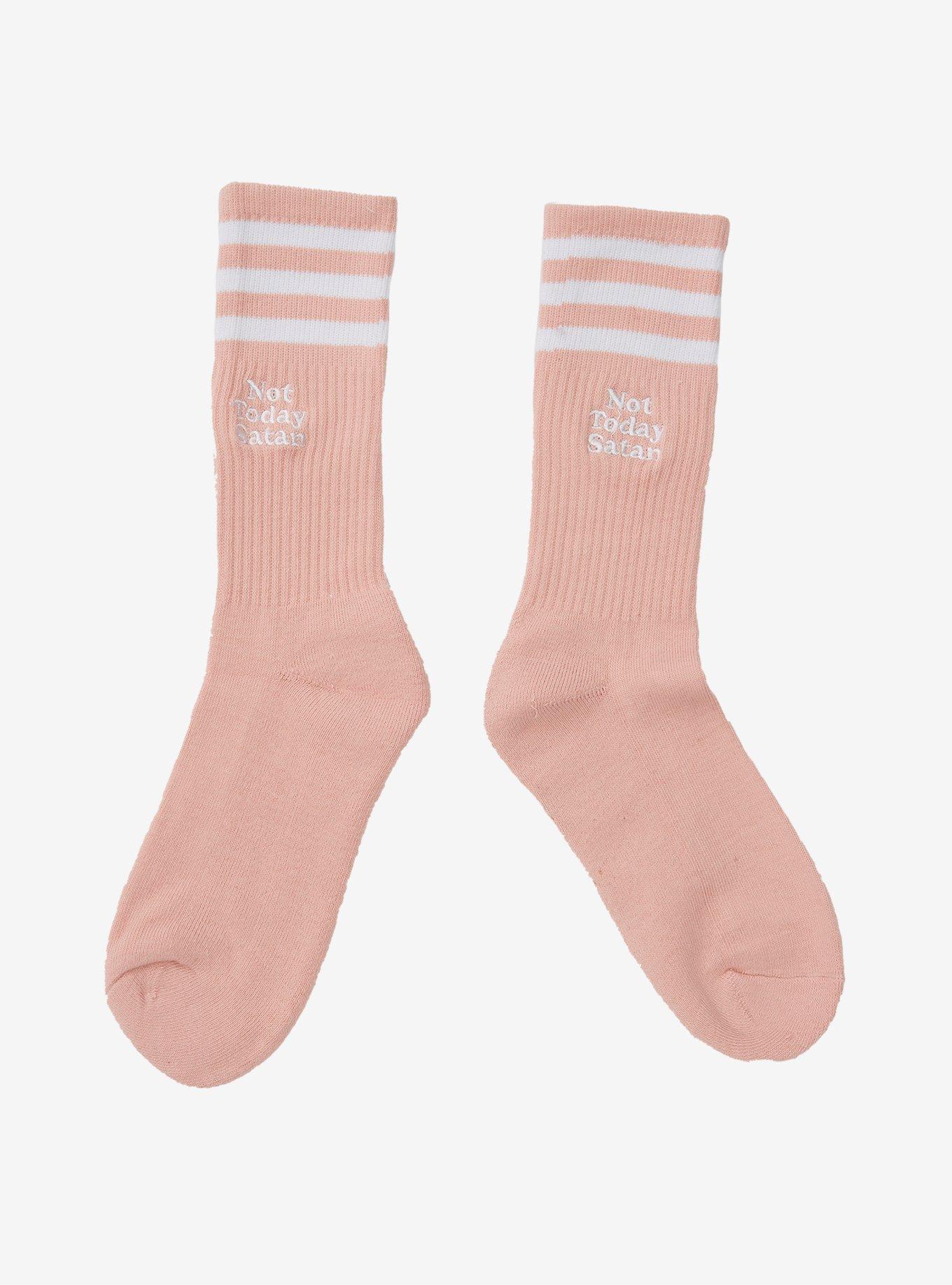 Pink Not Today Satan Varsity Crew Socks, , hi-res