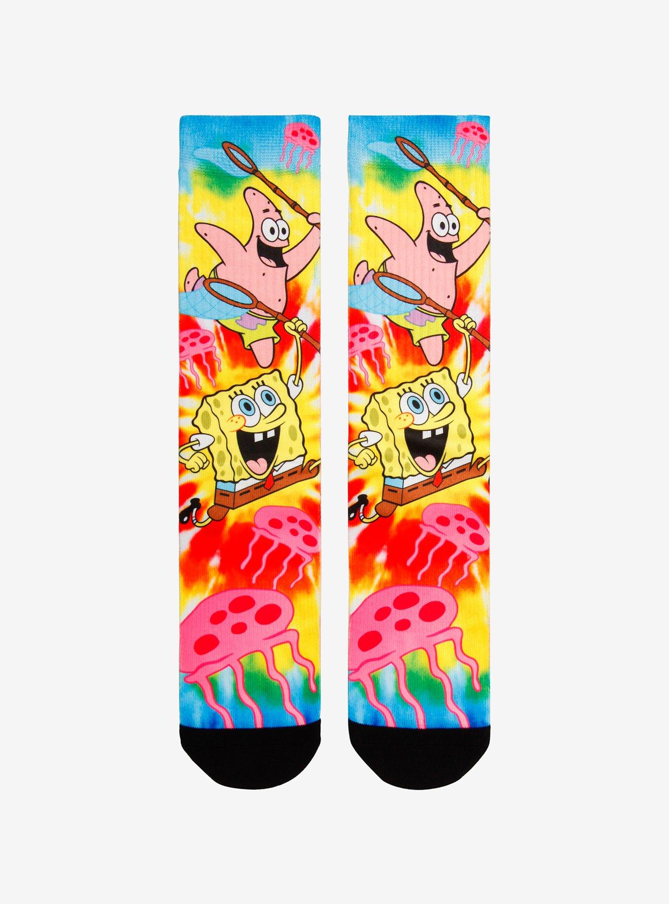 SpongeBob SquarePants Jellyfish Tie-Dye Crew Socks, , hi-res