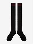 Black & Maroon Cable Pattern Over-The-Knee Socks, , hi-res