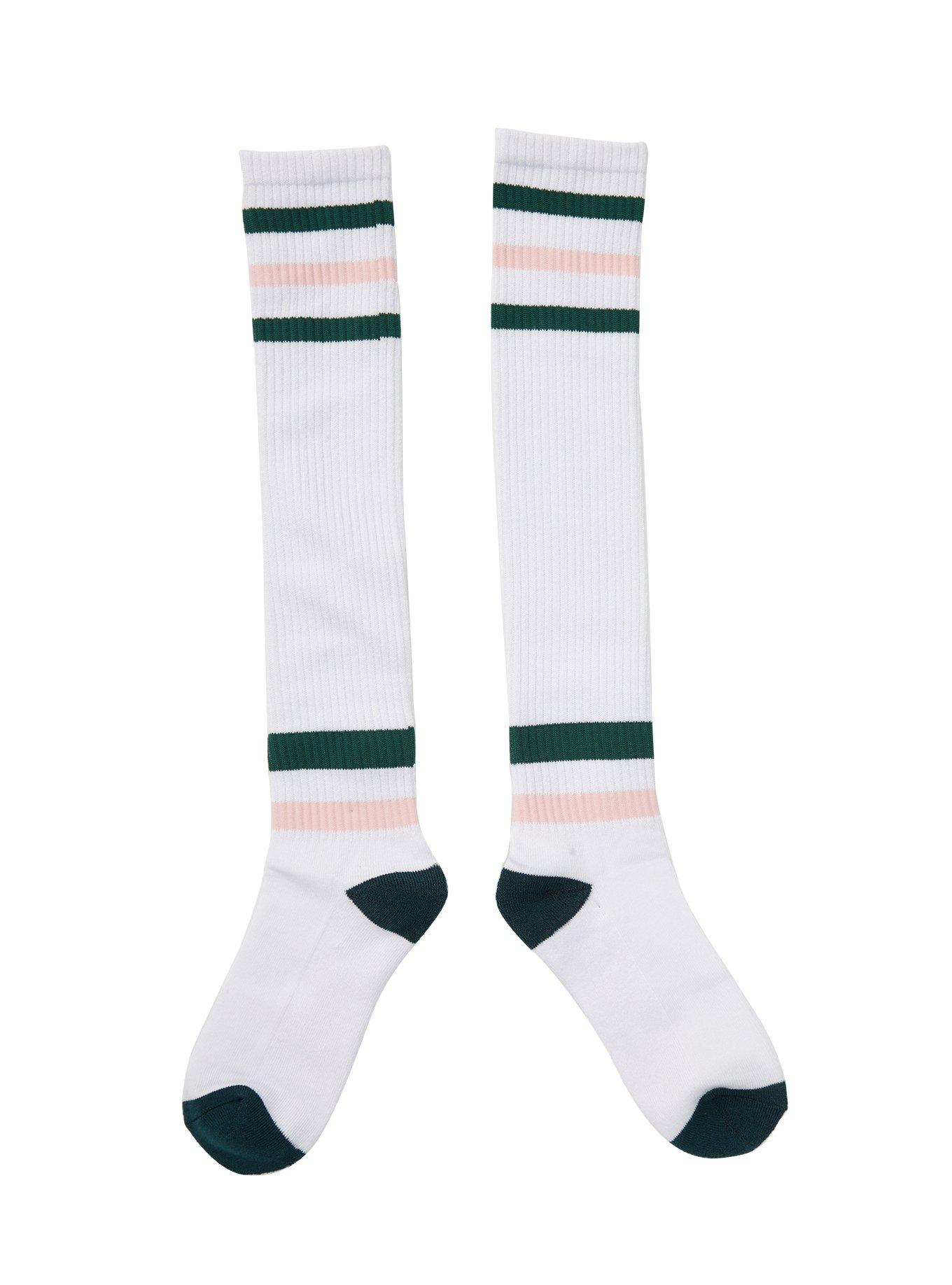 Green & Pink Varsity Knee-High Socks | Hot Topic