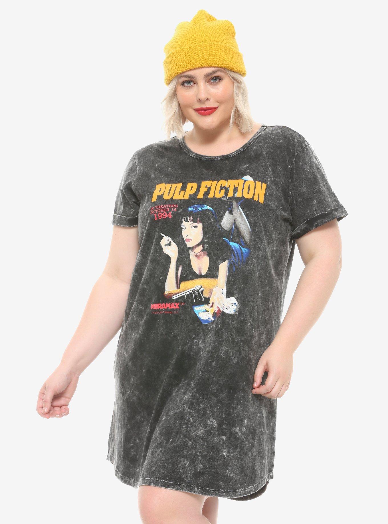 Pulp Fiction Poster Washed T-Shirt Dress Plus Size