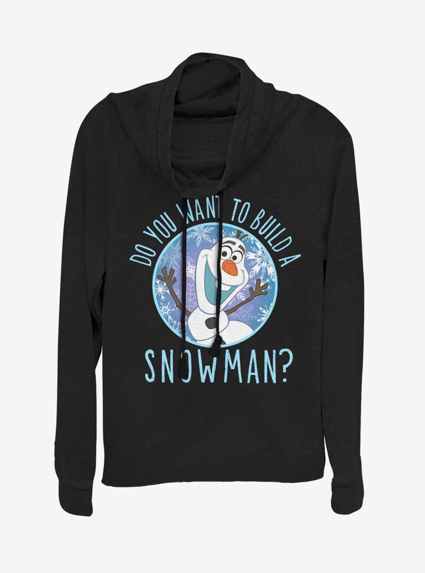 Disney Frozen Build A Snowman Cowl Neck Long-Sleeve Girls Top, BLACK, hi-res