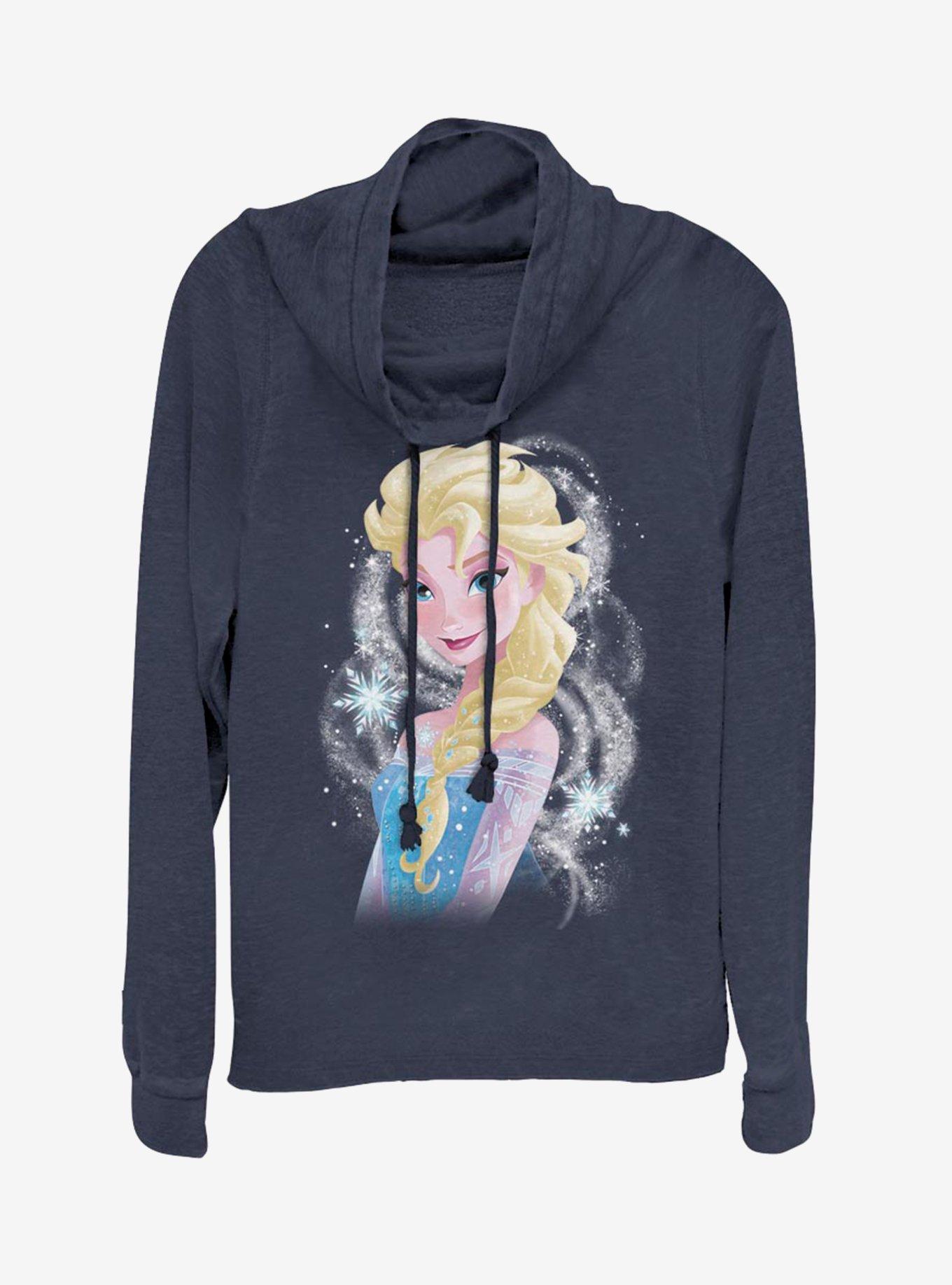 Disney Frozen Elsa Swirl Cowl Neck Long-Sleeve Girls Top, , hi-res